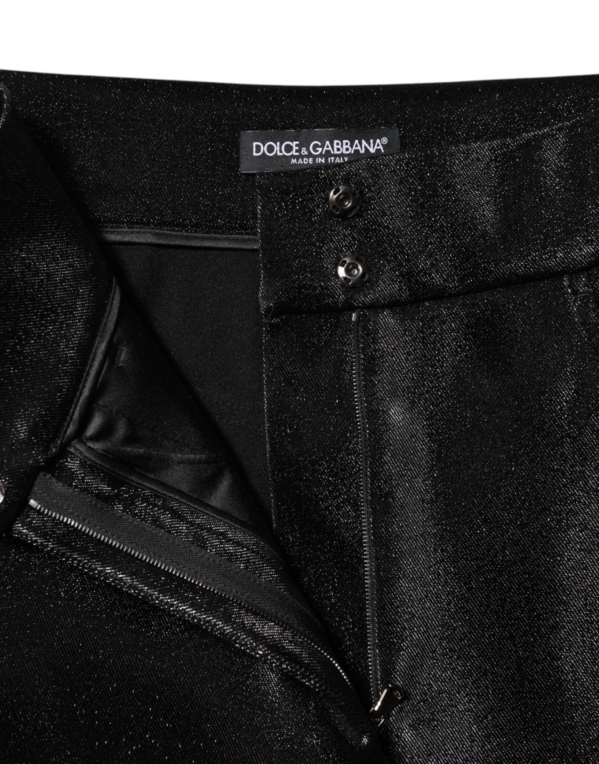 Dolce & Gabbana Black Cotton-Blend Lurex Skinny Trousers