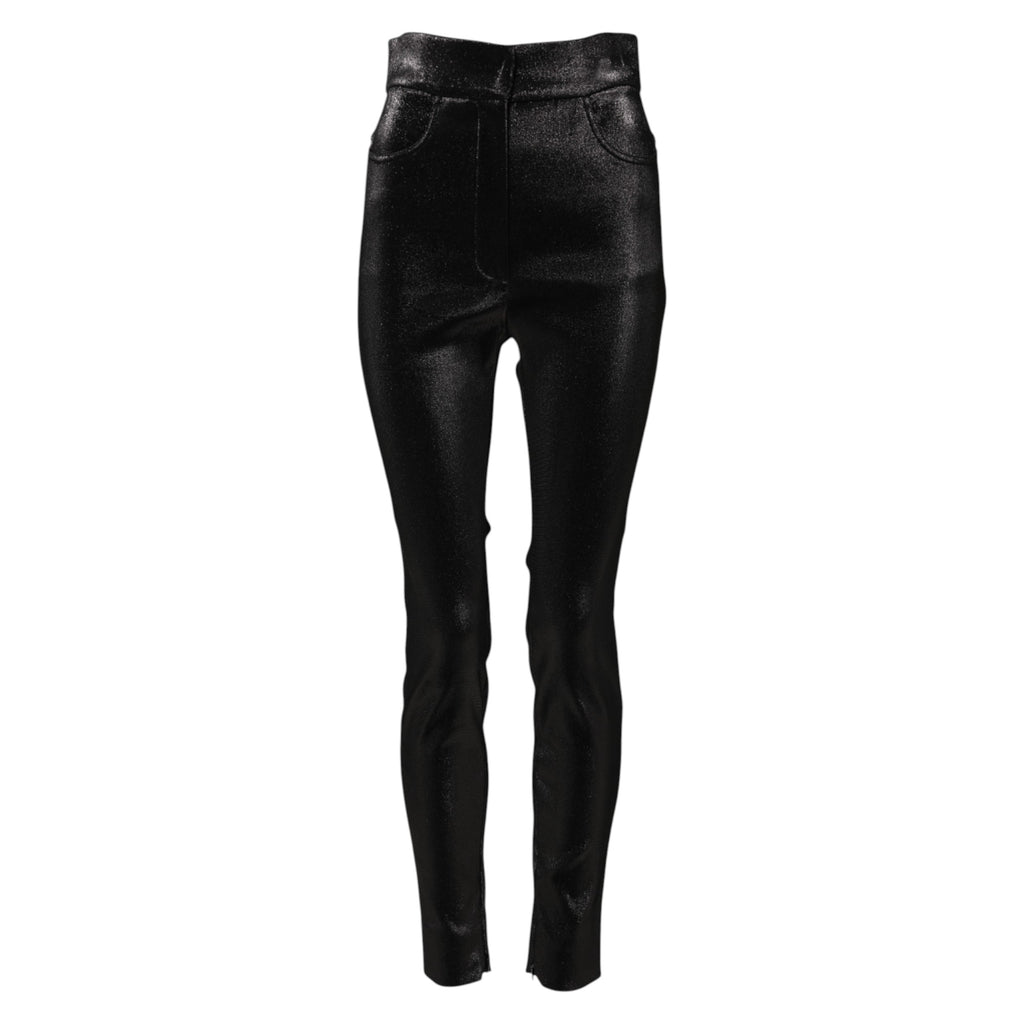 Dolce & Gabbana Black Cotton-Blend Lurex Skinny Trousers