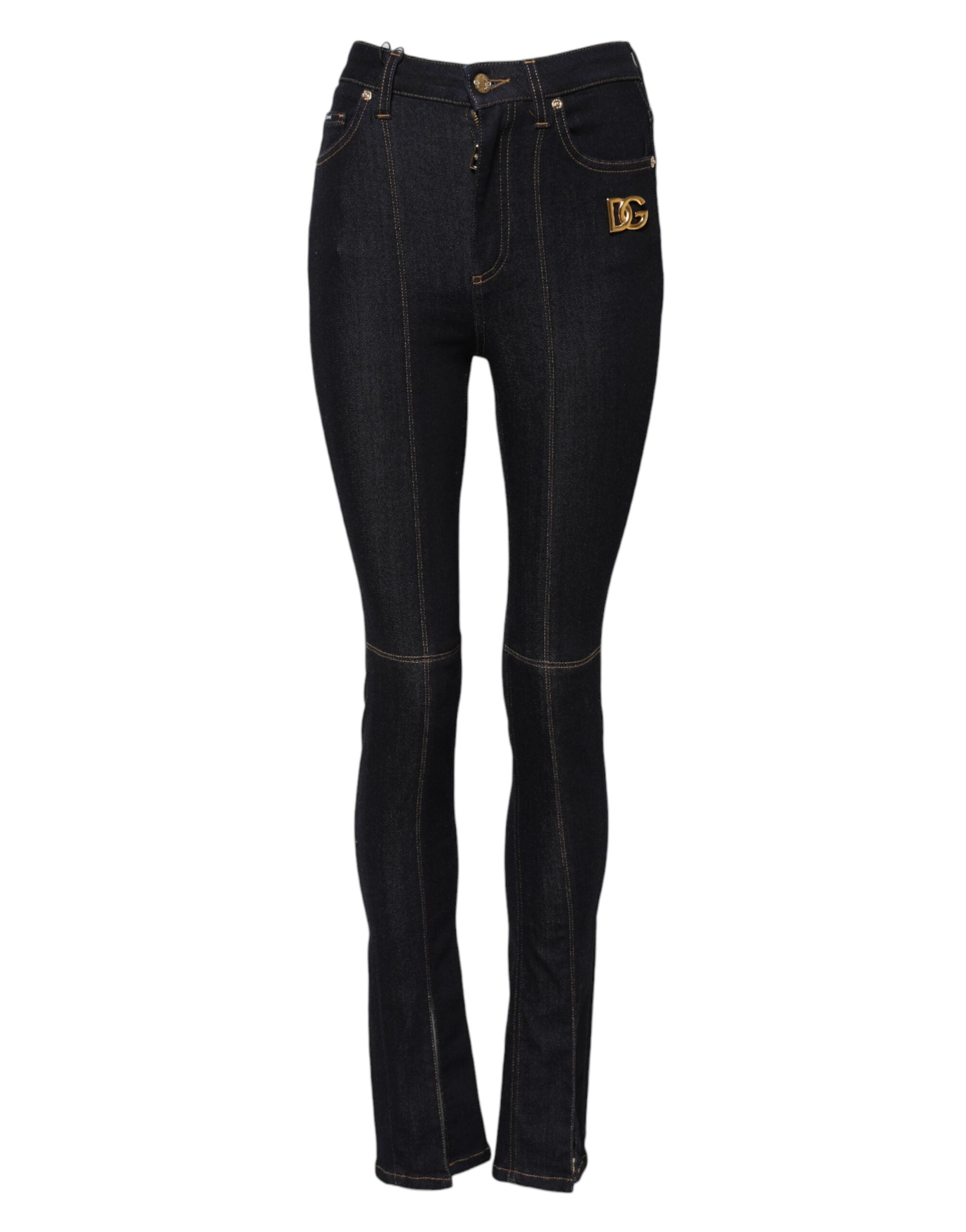 Dolce & Gabbana Blue Cotton High Waisted Skinny Denim Jeans
