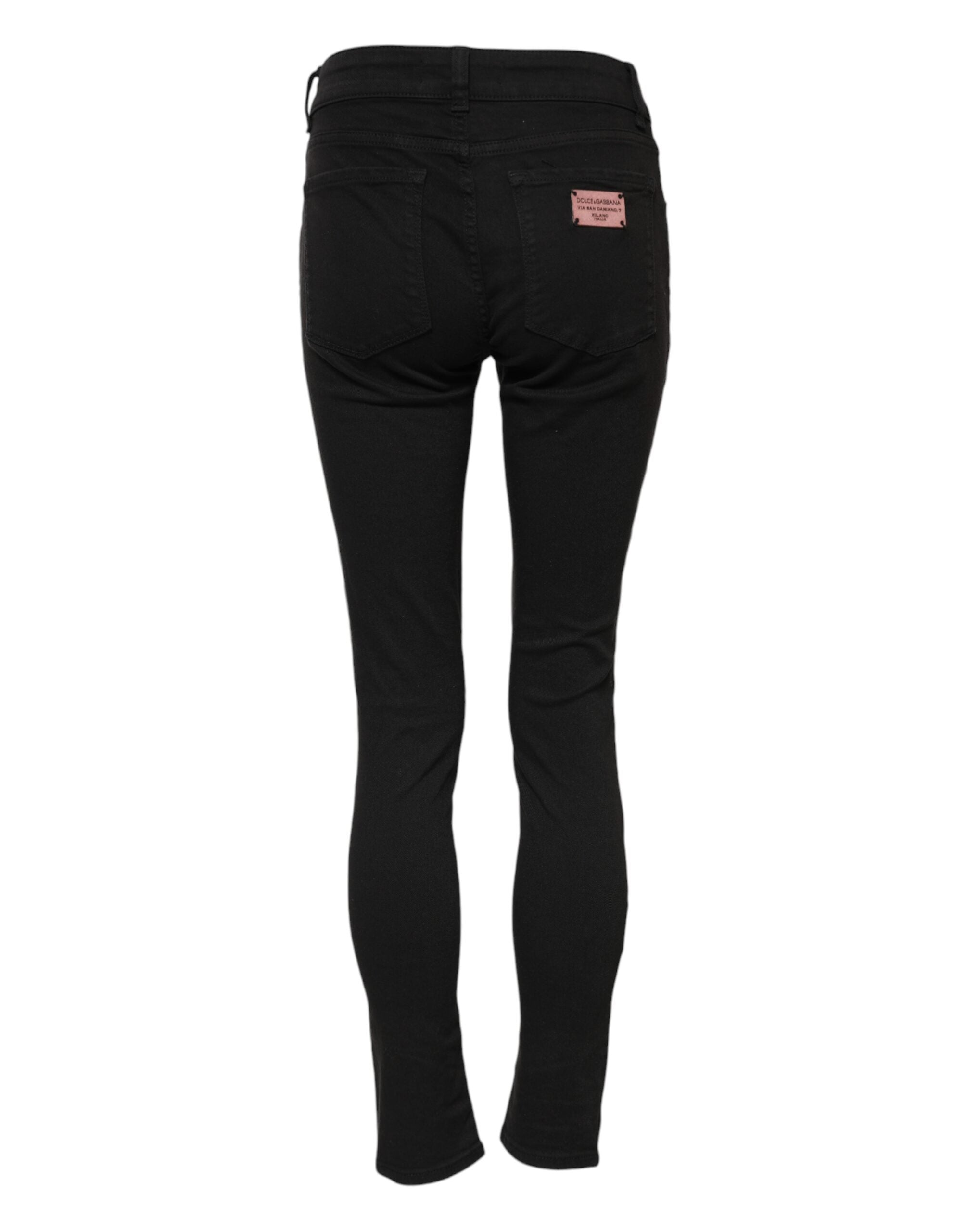 Dolce & Gabbana Black Mid-Rise Cotton Skinny Denim Jeans