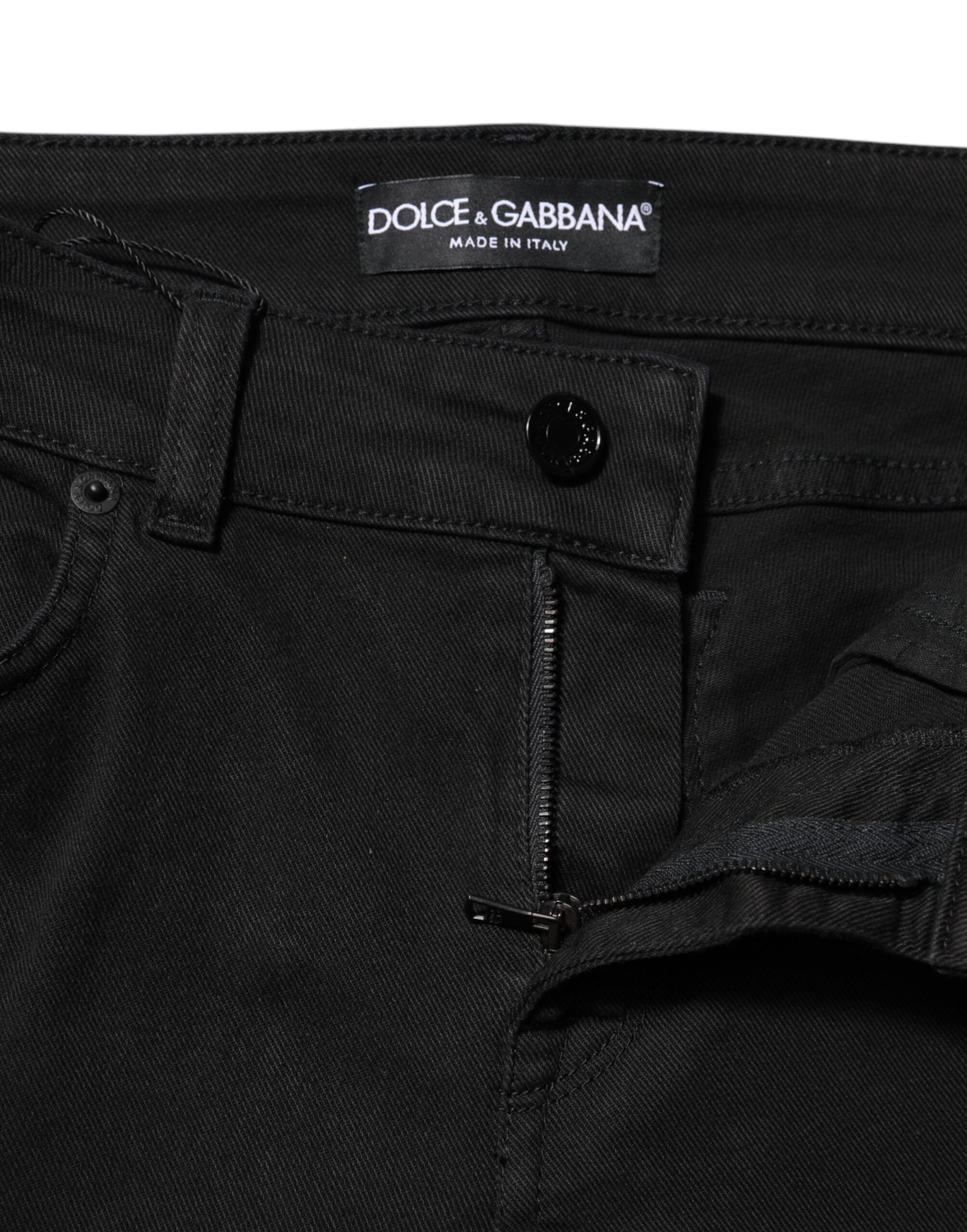 Dolce & Gabbana Black Mid-Rise Cotton Skinny Denim Jeans