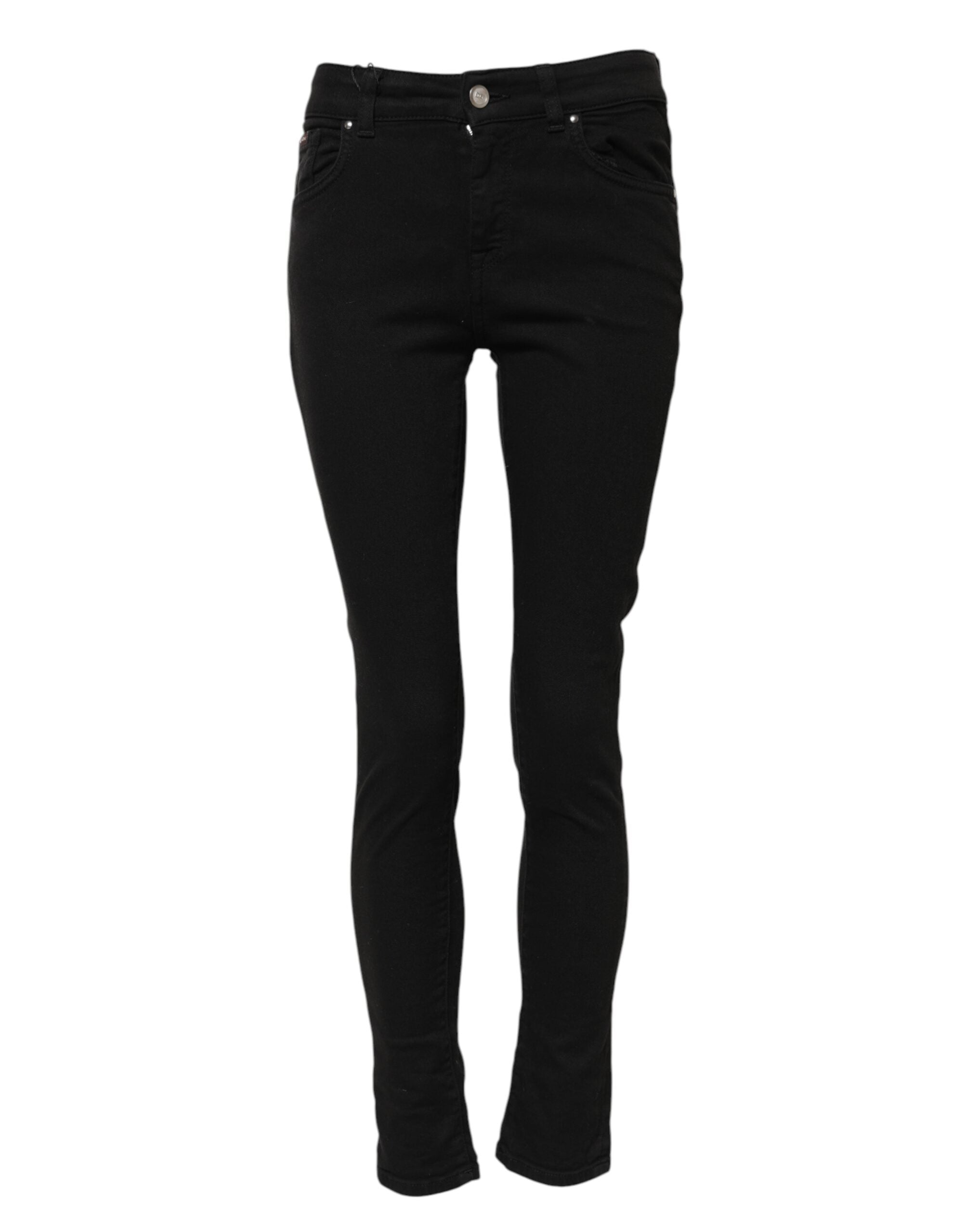 Dolce & Gabbana Black Mid-Rise Cotton Skinny Denim Jeans