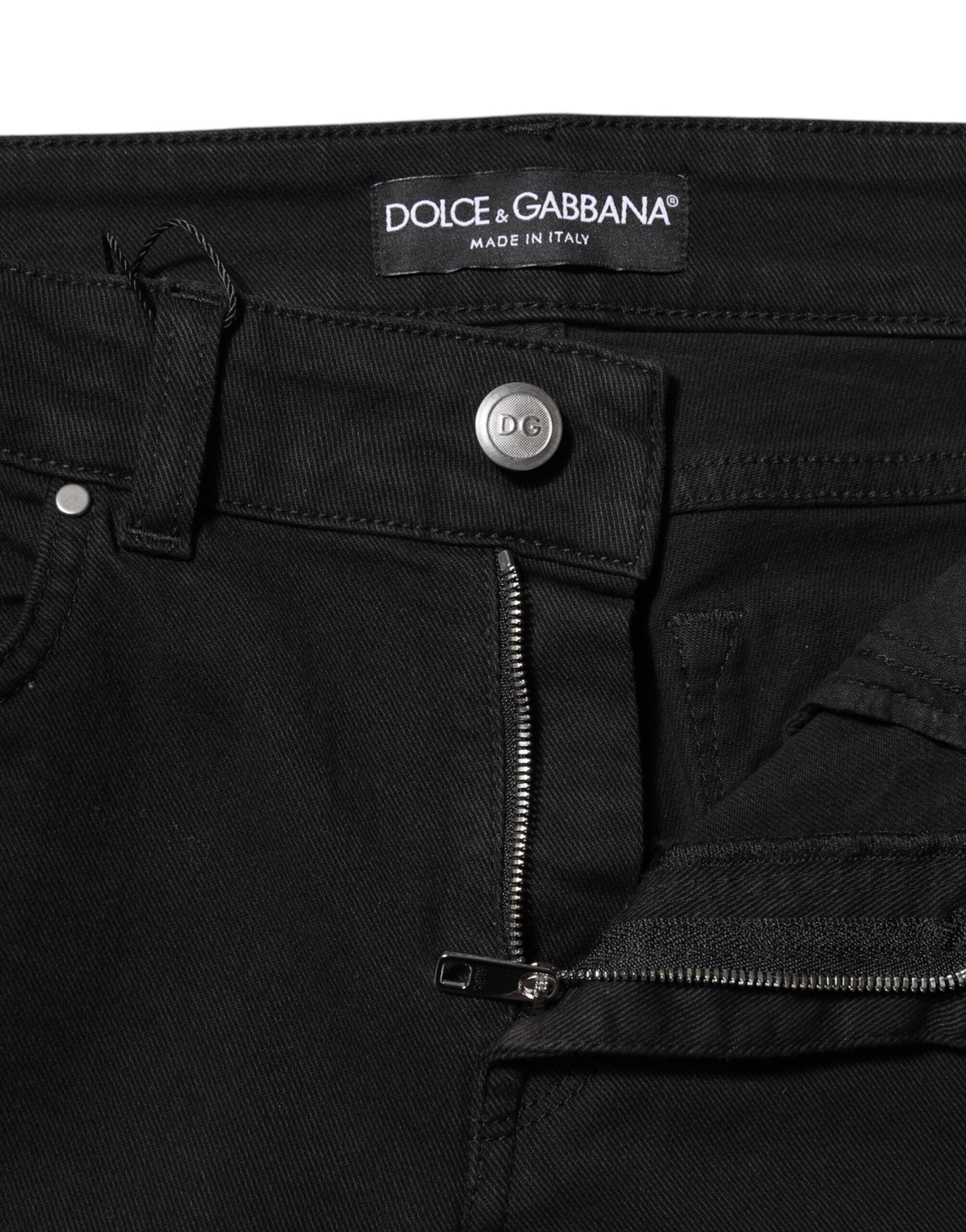 Dolce & Gabbana Black Mid-Rise Cotton Skinny Denim Jeans