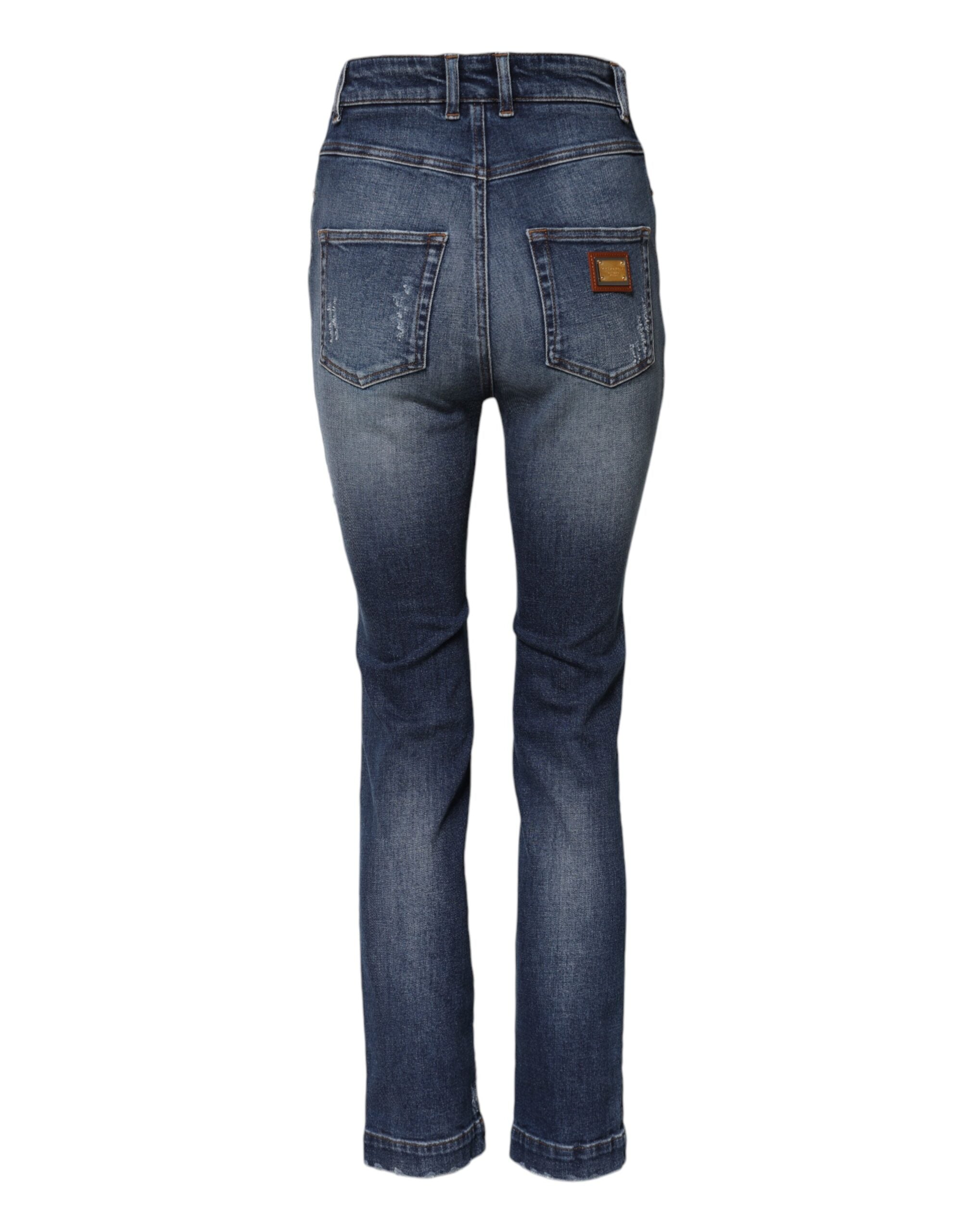 Dolce & Gabbana Blue Denim Jeans with Rhinestone Embellishment