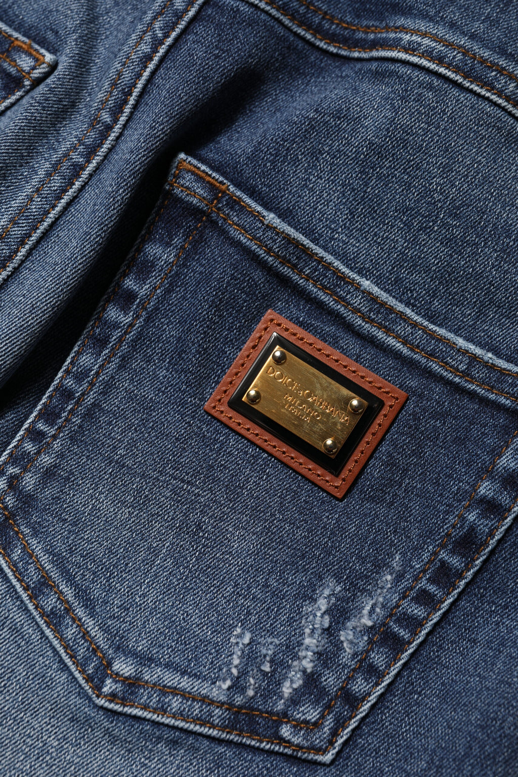Dolce & Gabbana Blue Denim Jeans with Rhinestone Embellishment