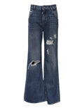 Dolce & Gabbana Blue Wide-Leg Ripped Denim Jeans