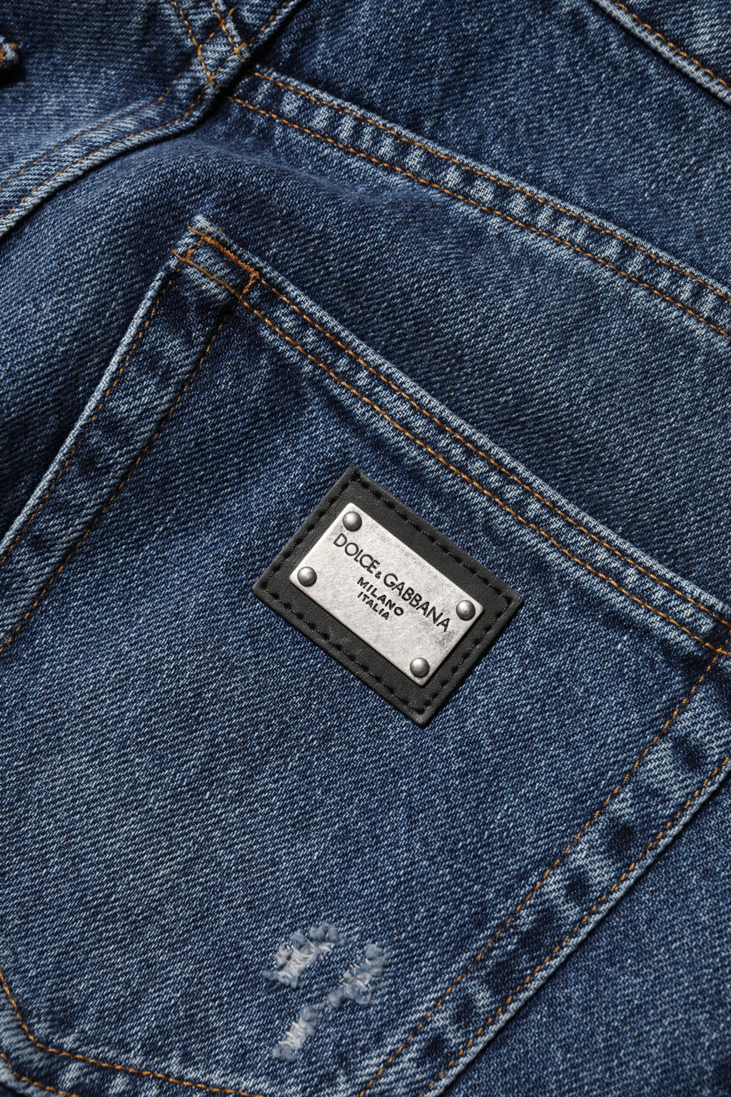 Dolce & Gabbana Blue Wide-Leg Ripped Denim Jeans