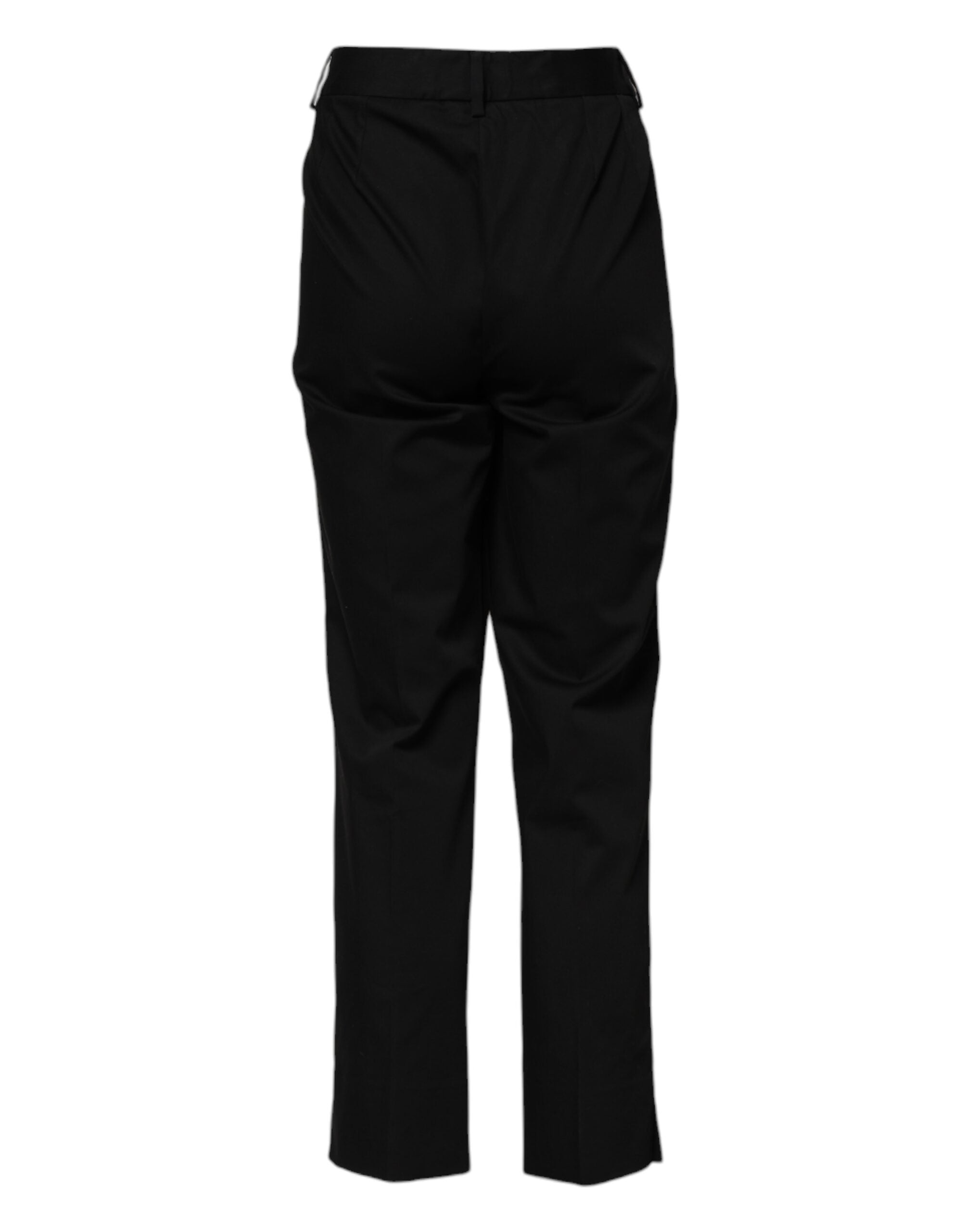 Dolce & Gabbana Black High-Waist Cotton Formal Trousers