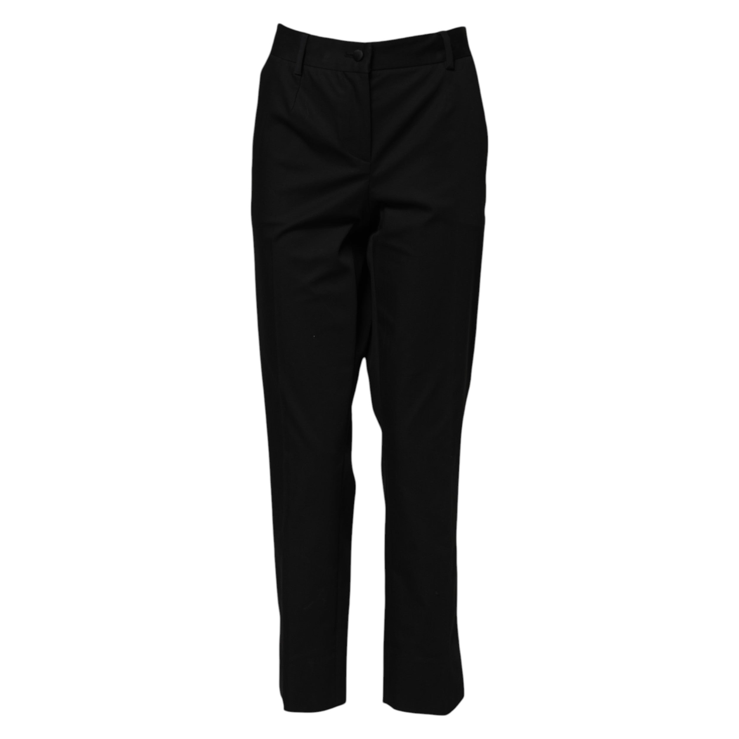 Dolce & Gabbana Black High-Waist Cotton Formal Trousers