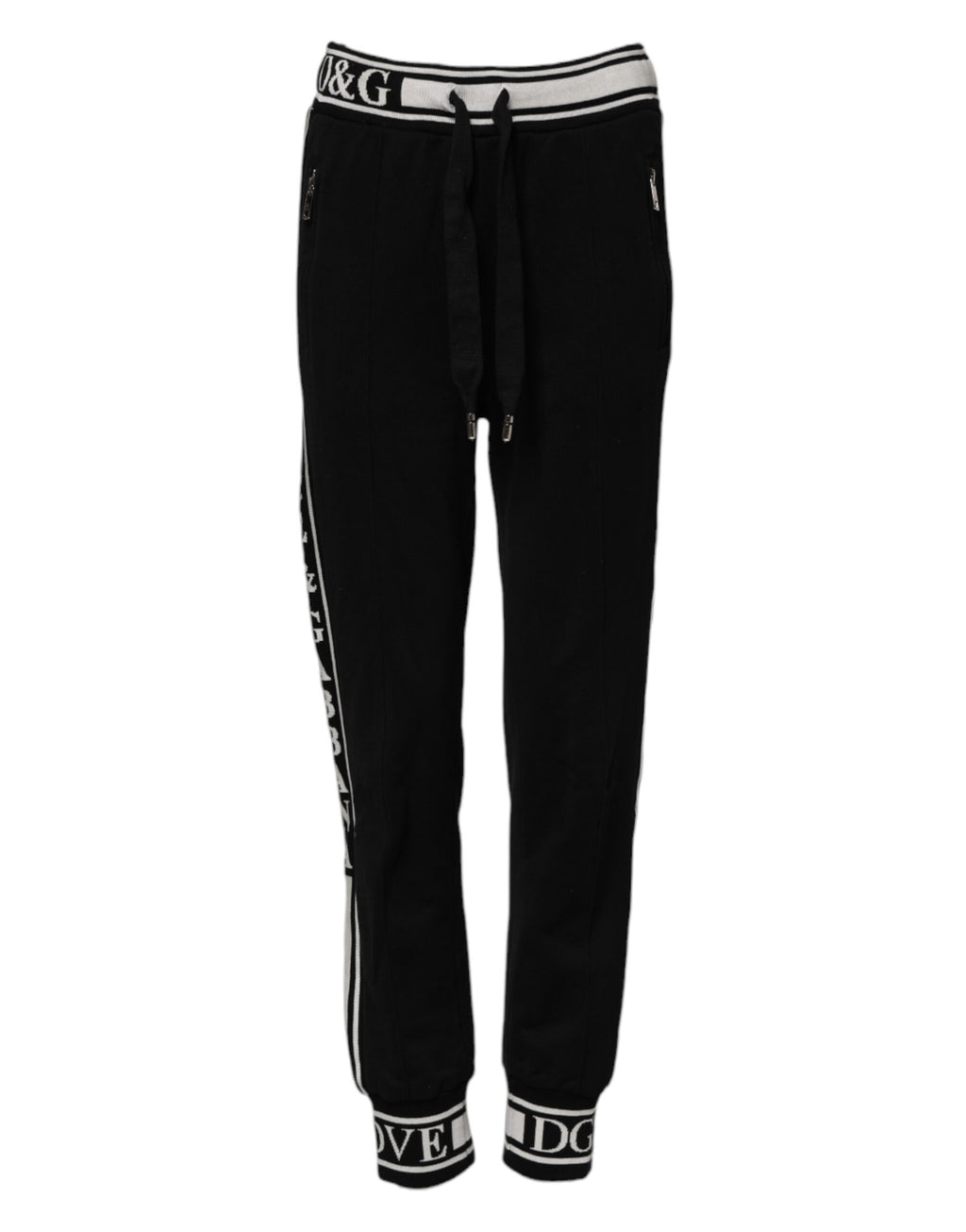 Dolce & Gabbana Black Cotton Logo Waist Jogger Pants