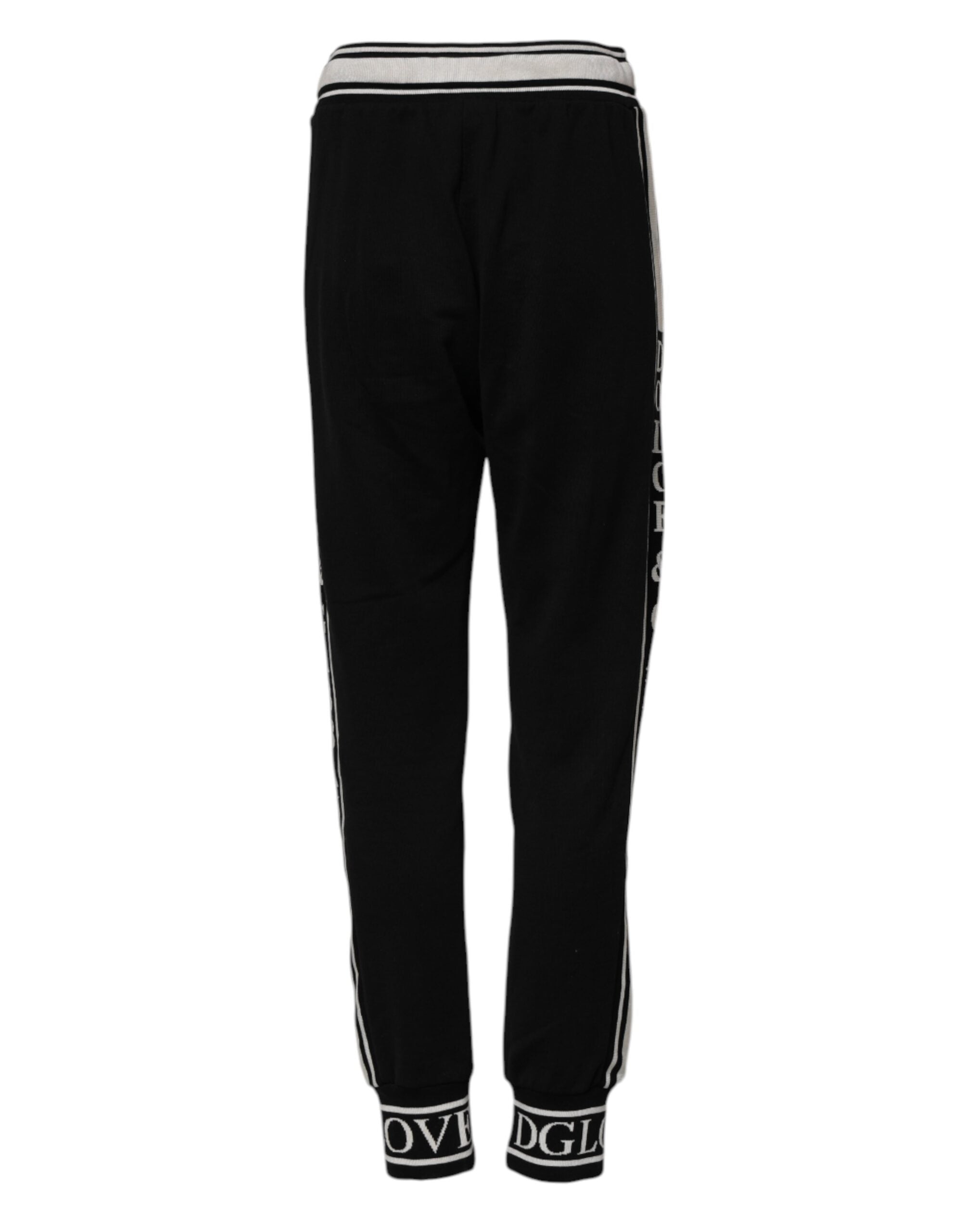 Dolce & Gabbana Black Cotton Logo Waist Jogger Pants