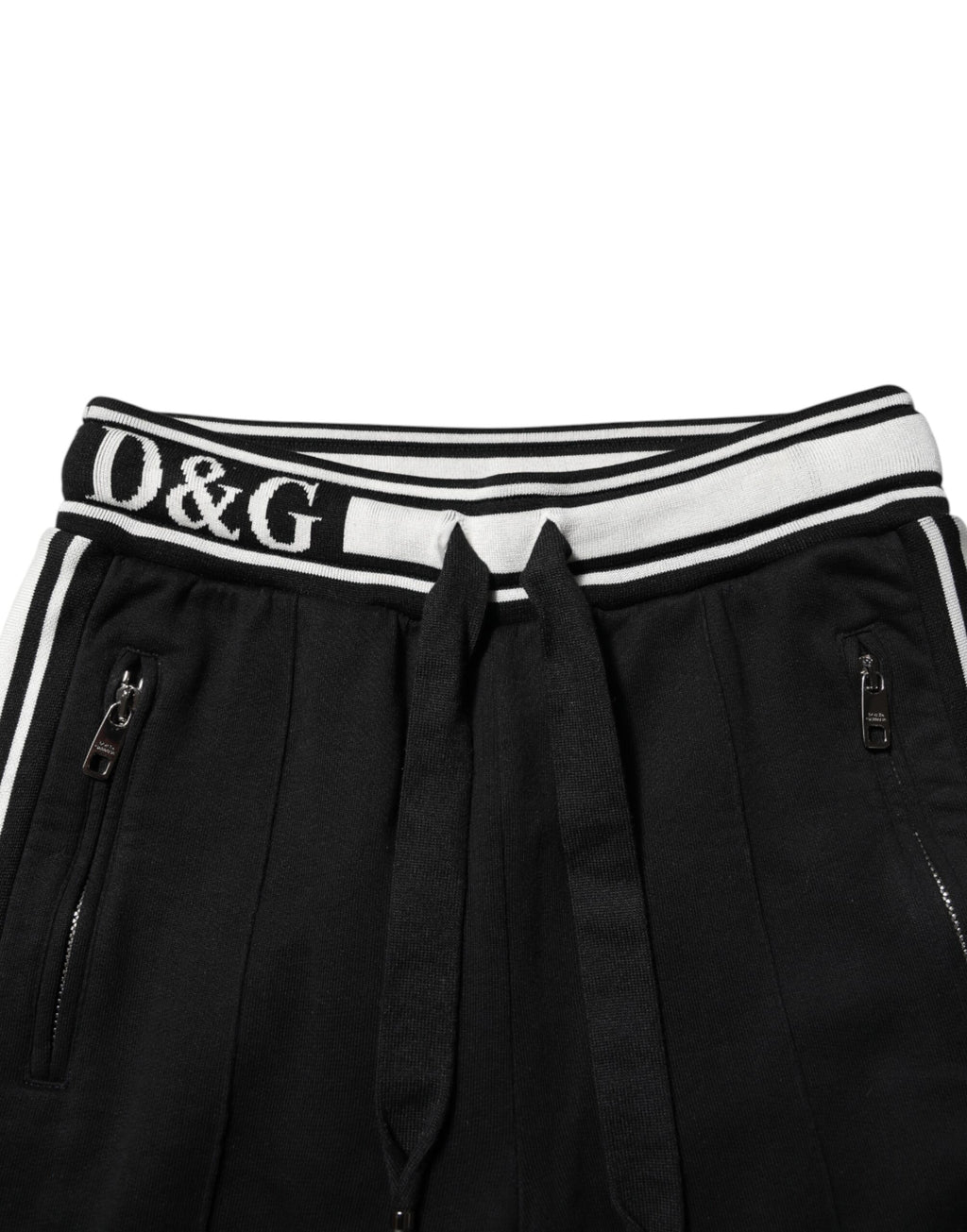 Dolce & Gabbana Black Cotton Logo Waist Jogger Pants