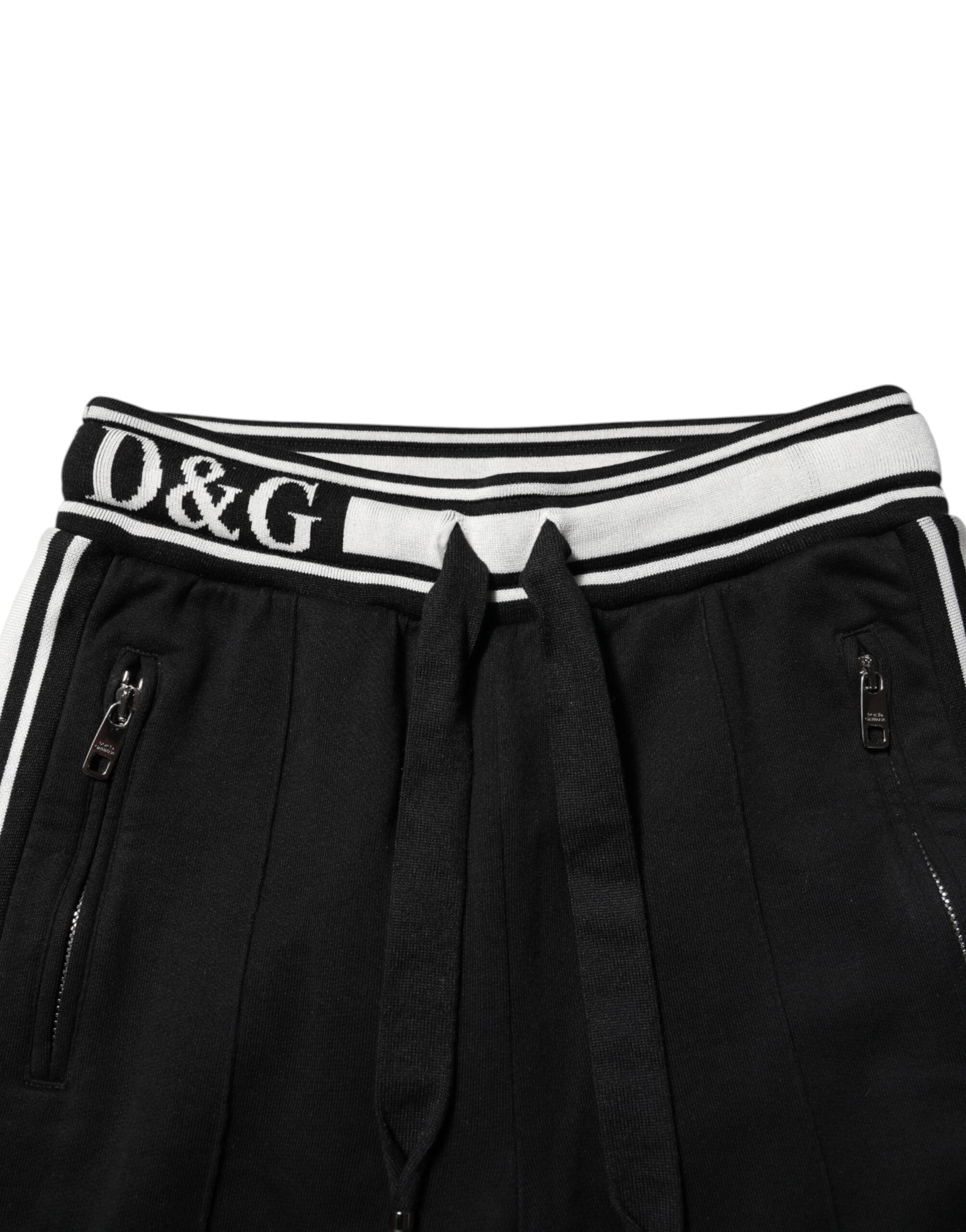 Dolce & Gabbana Black Cotton Logo Waist Jogger Pants