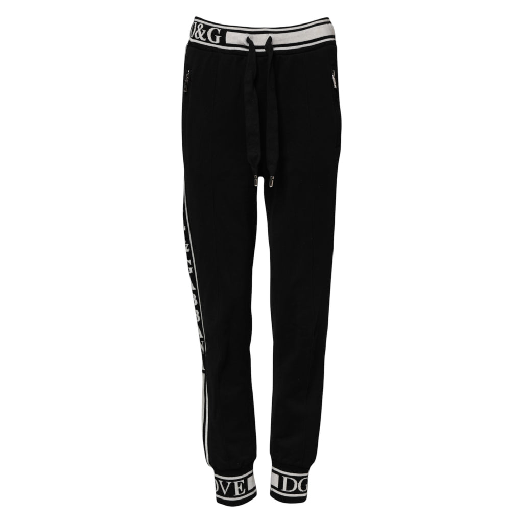 Dolce & Gabbana Black Cotton Logo Waist Jogger Pants