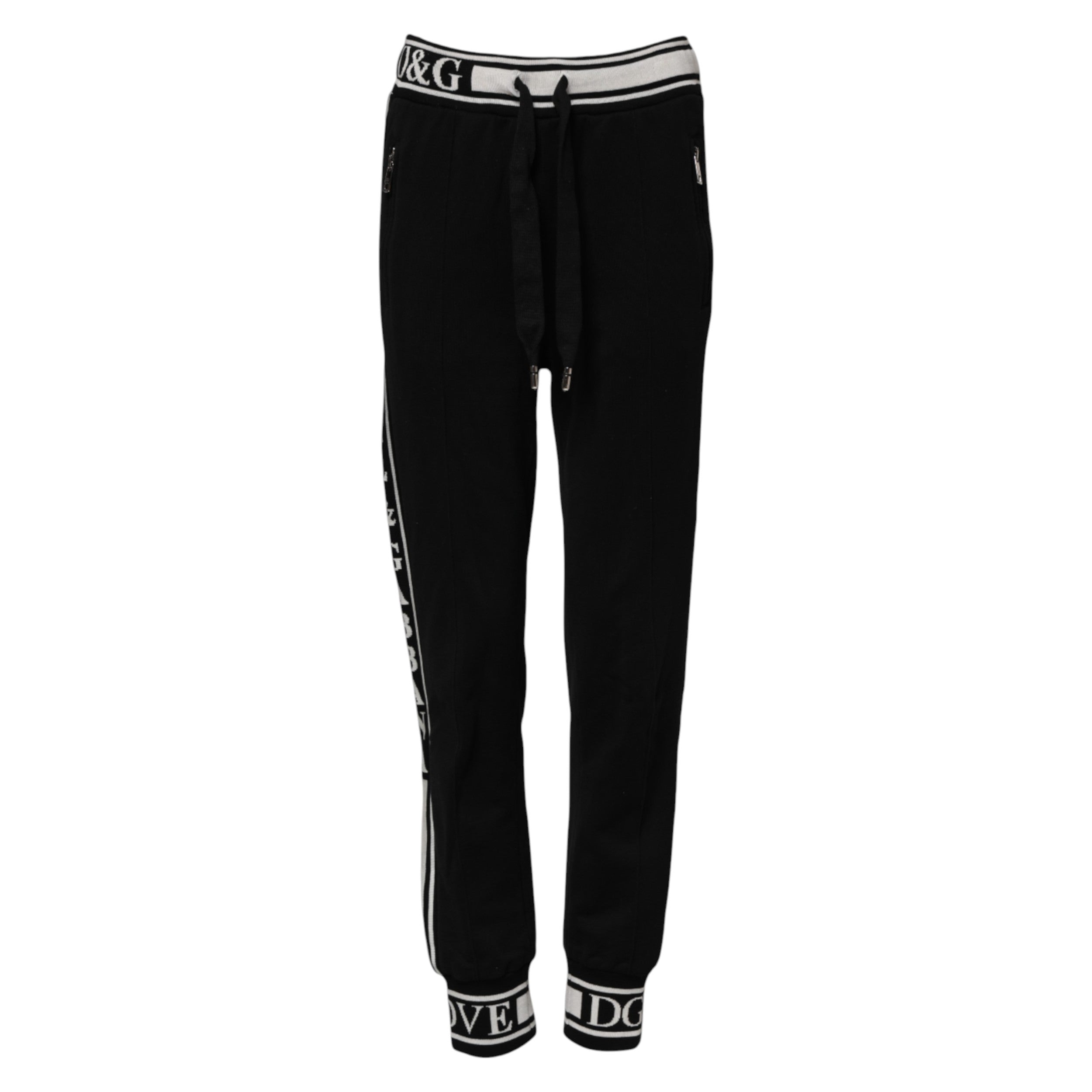 Dolce & Gabbana Black Cotton Logo Waist Jogger Pants