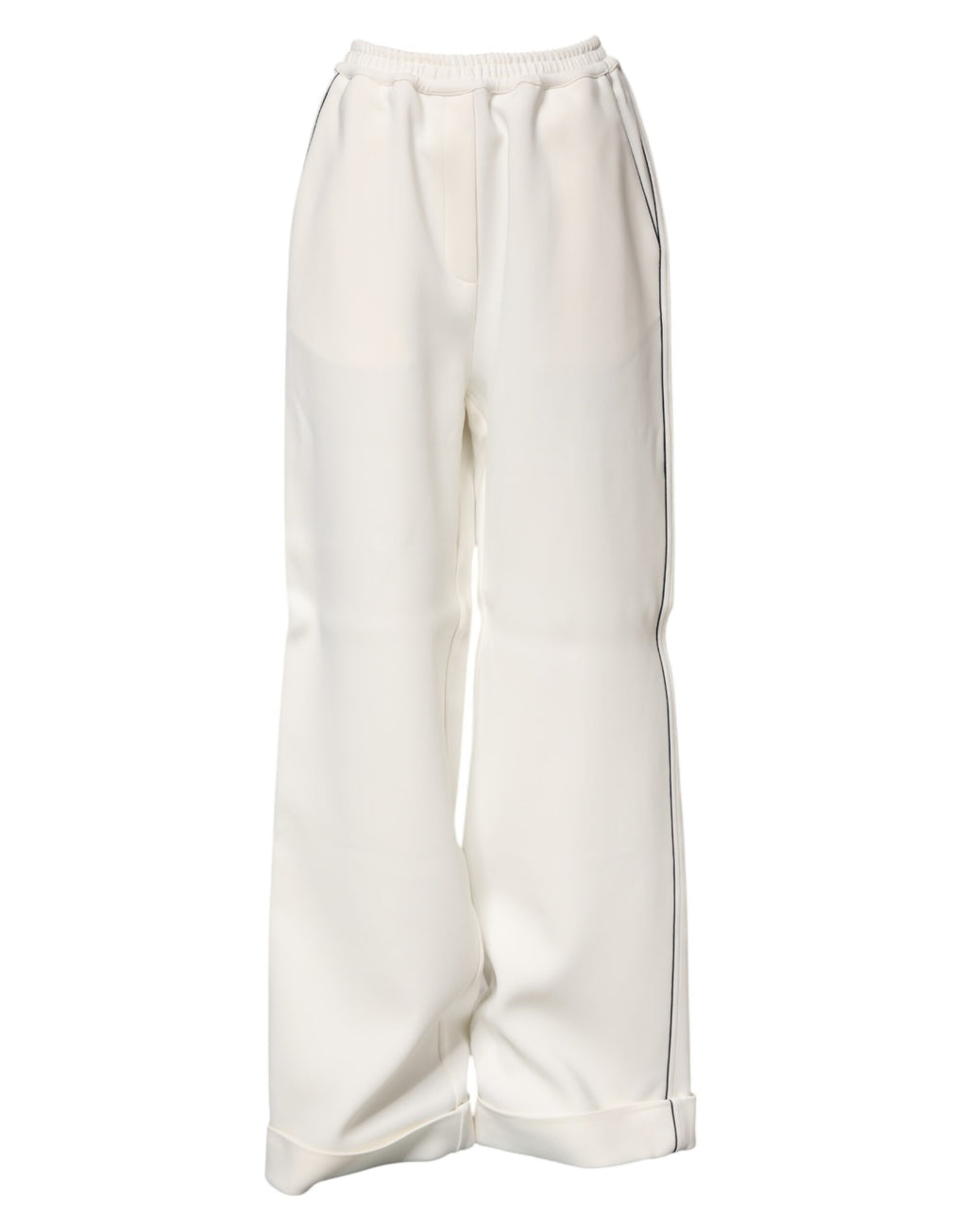 Dolce & Gabbana White Viscose Wide-Leg Pull-On Trousers