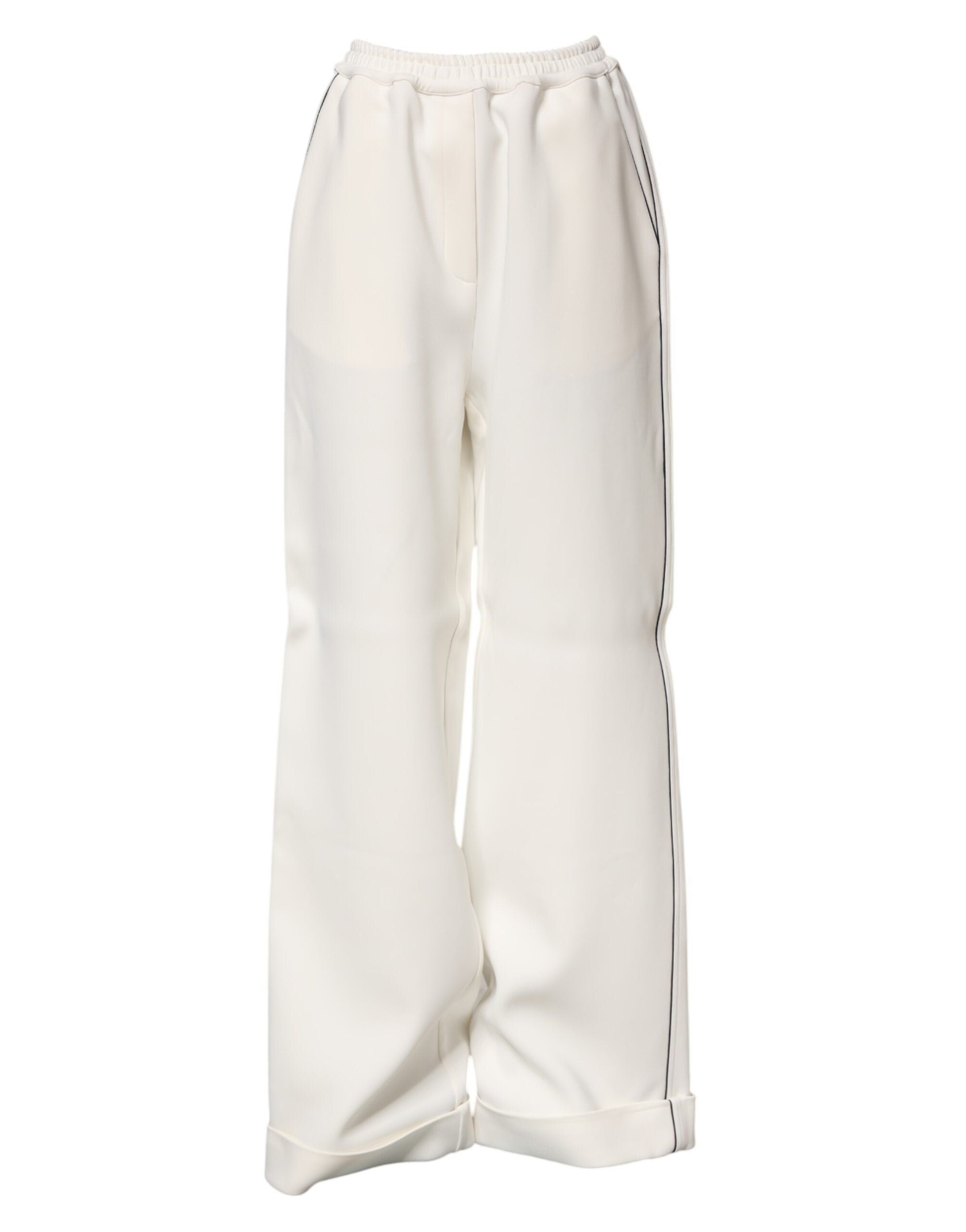 Dolce & Gabbana White Viscose Wide-Leg Pull-On Trousers
