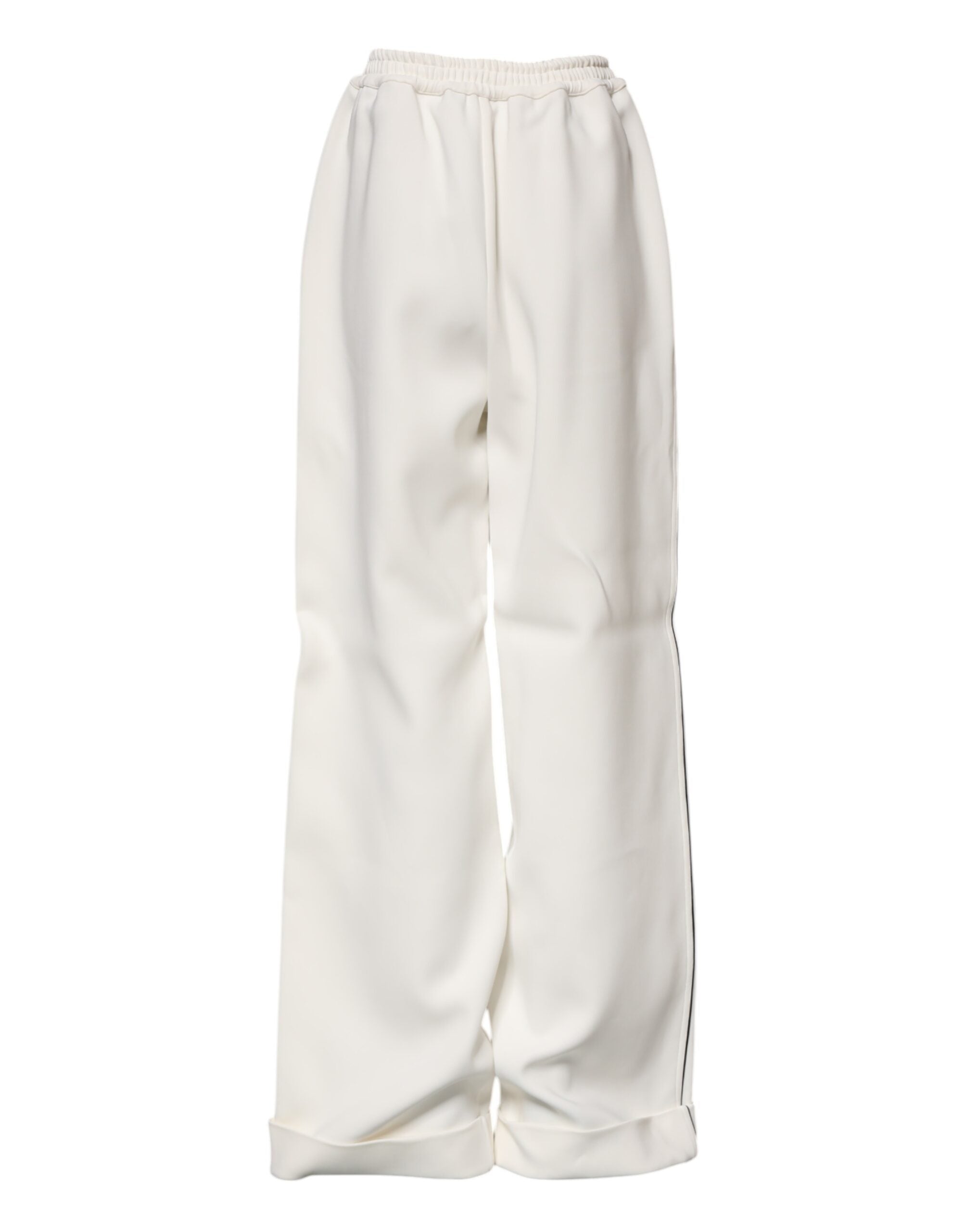 Dolce & Gabbana White Viscose Wide-Leg Pull-On Trousers