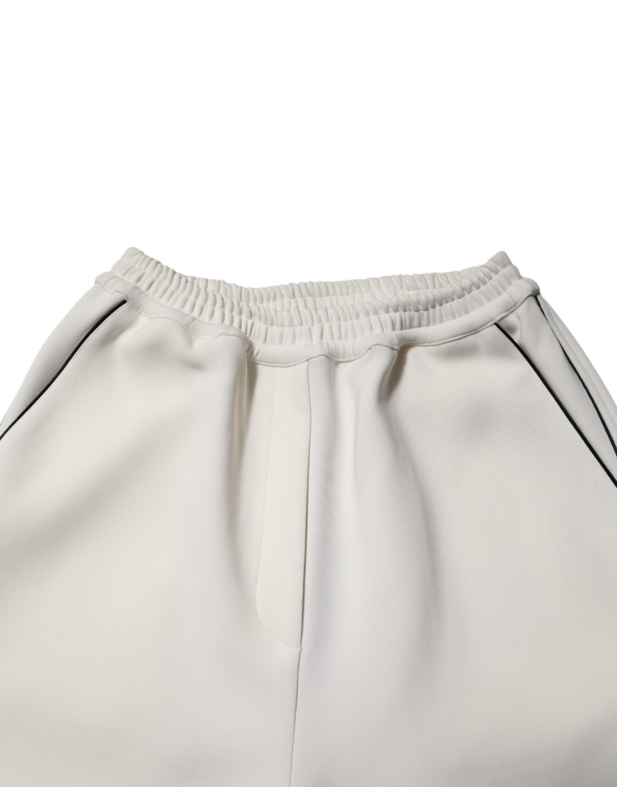 Dolce & Gabbana White Viscose Wide-Leg Pull-On Trousers