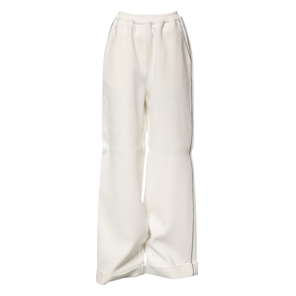 Dolce & Gabbana White Viscose Wide-Leg Pull-On Trousers