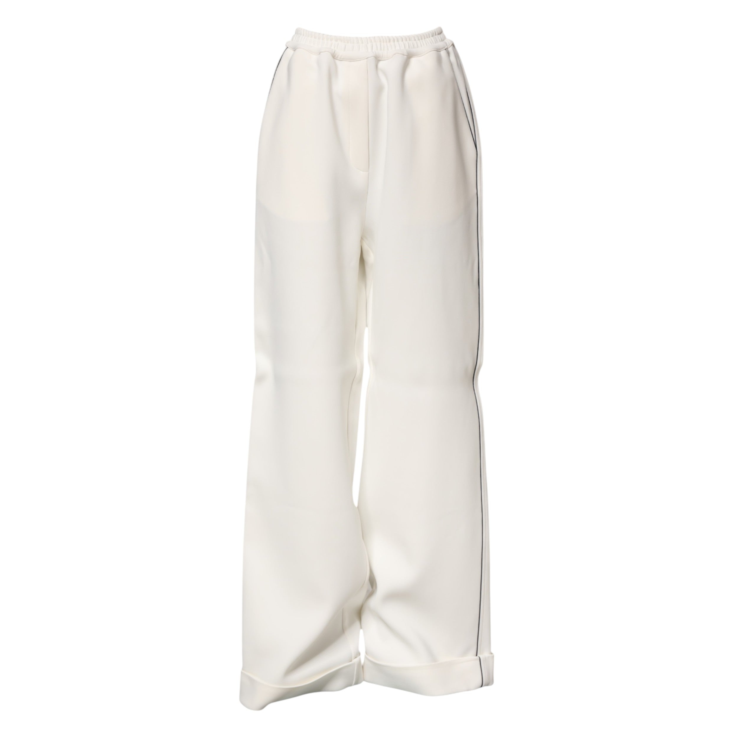Dolce & Gabbana White Viscose Wide-Leg Pull-On Trousers