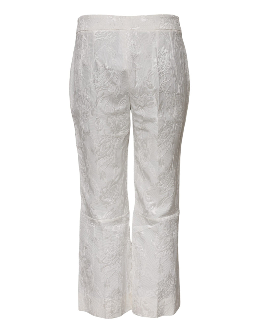 Dolce & Gabbana White Floral Jacquard Cotton Trousers