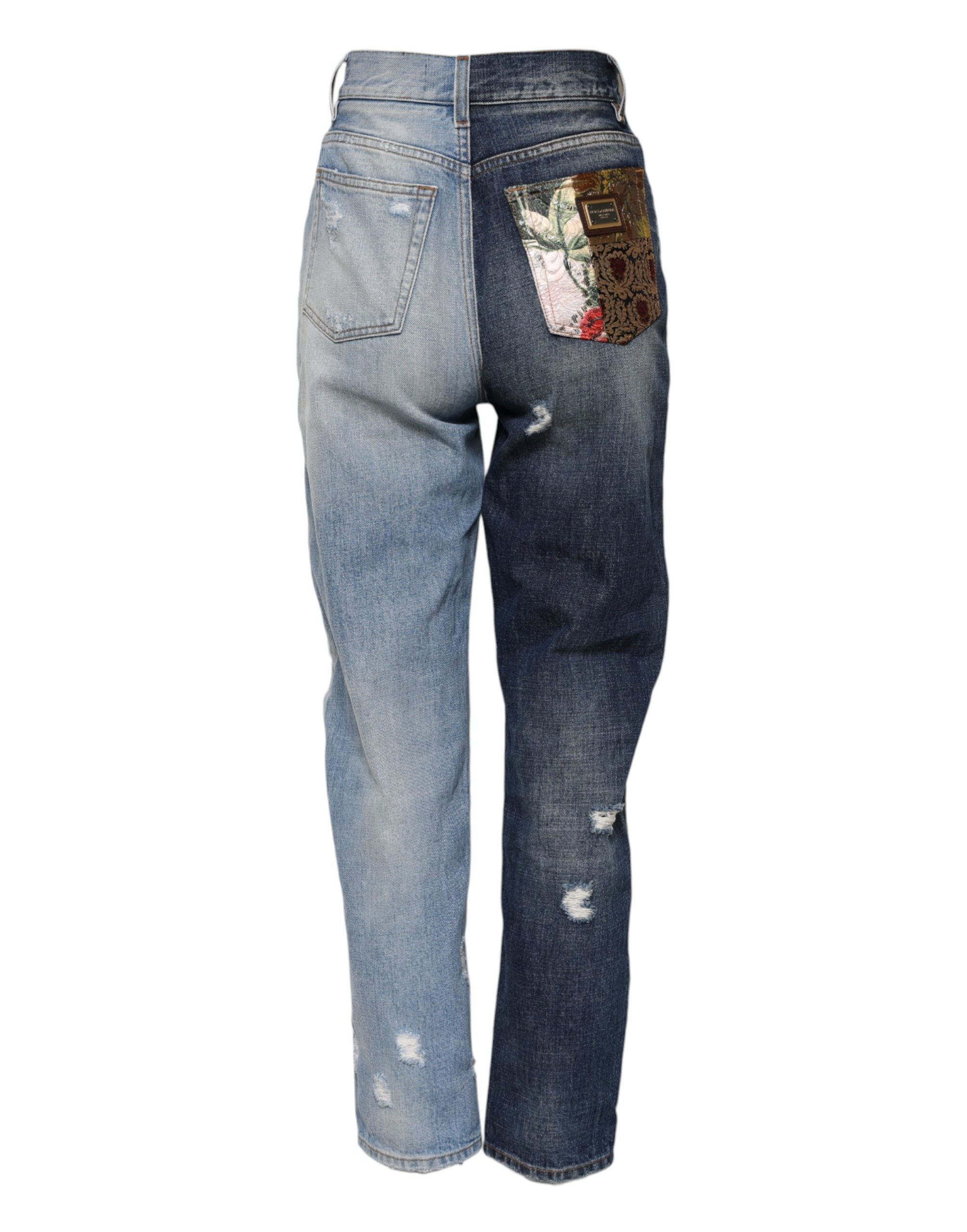Dolce & Gabbana Multicolor Tapered Patchwork Denim Jeans