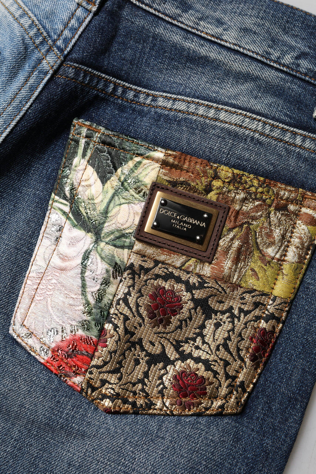 Dolce & Gabbana Multicolor Tapered Patchwork Denim Jeans