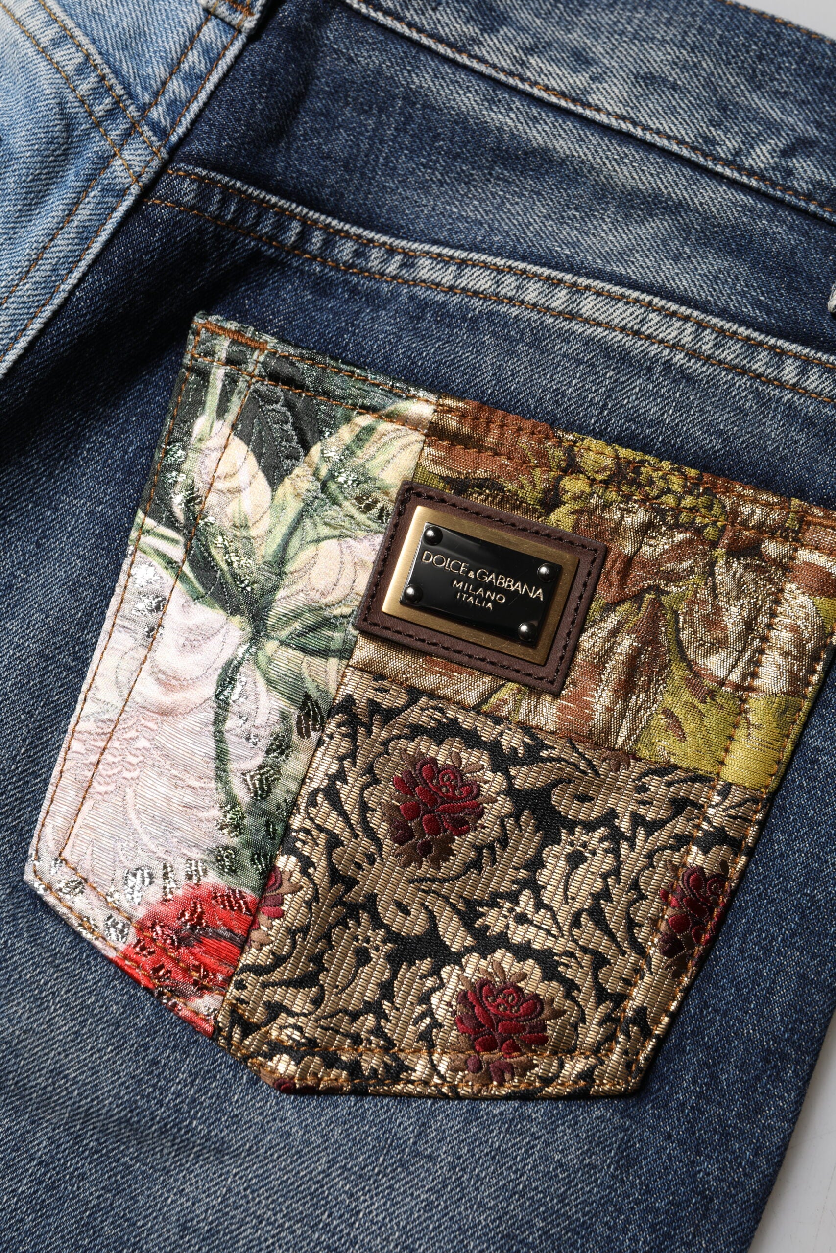 Dolce & Gabbana Multicolor Tapered Patchwork Denim Jeans