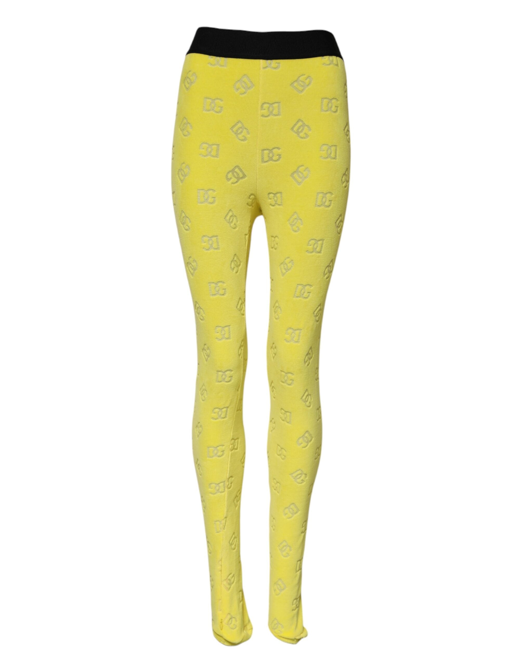 Dolce & Gabbana Yellow Logo Slim Fit Leggings