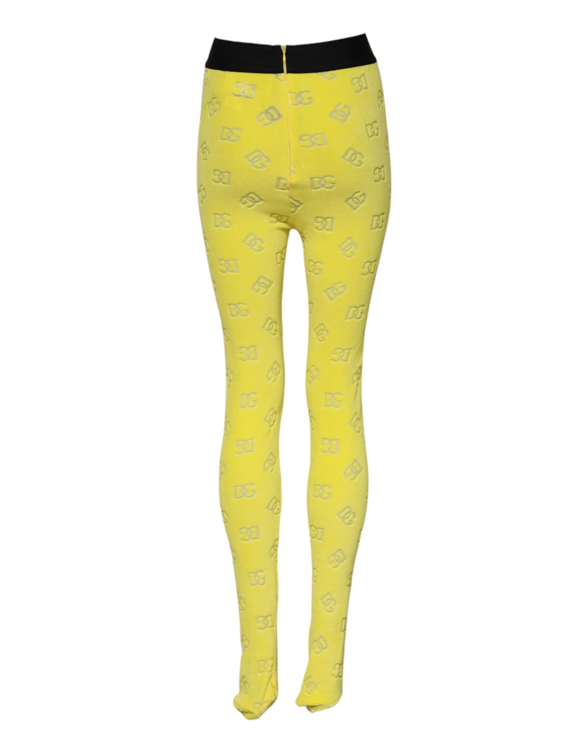 Dolce & Gabbana Yellow Logo Slim Fit Leggings