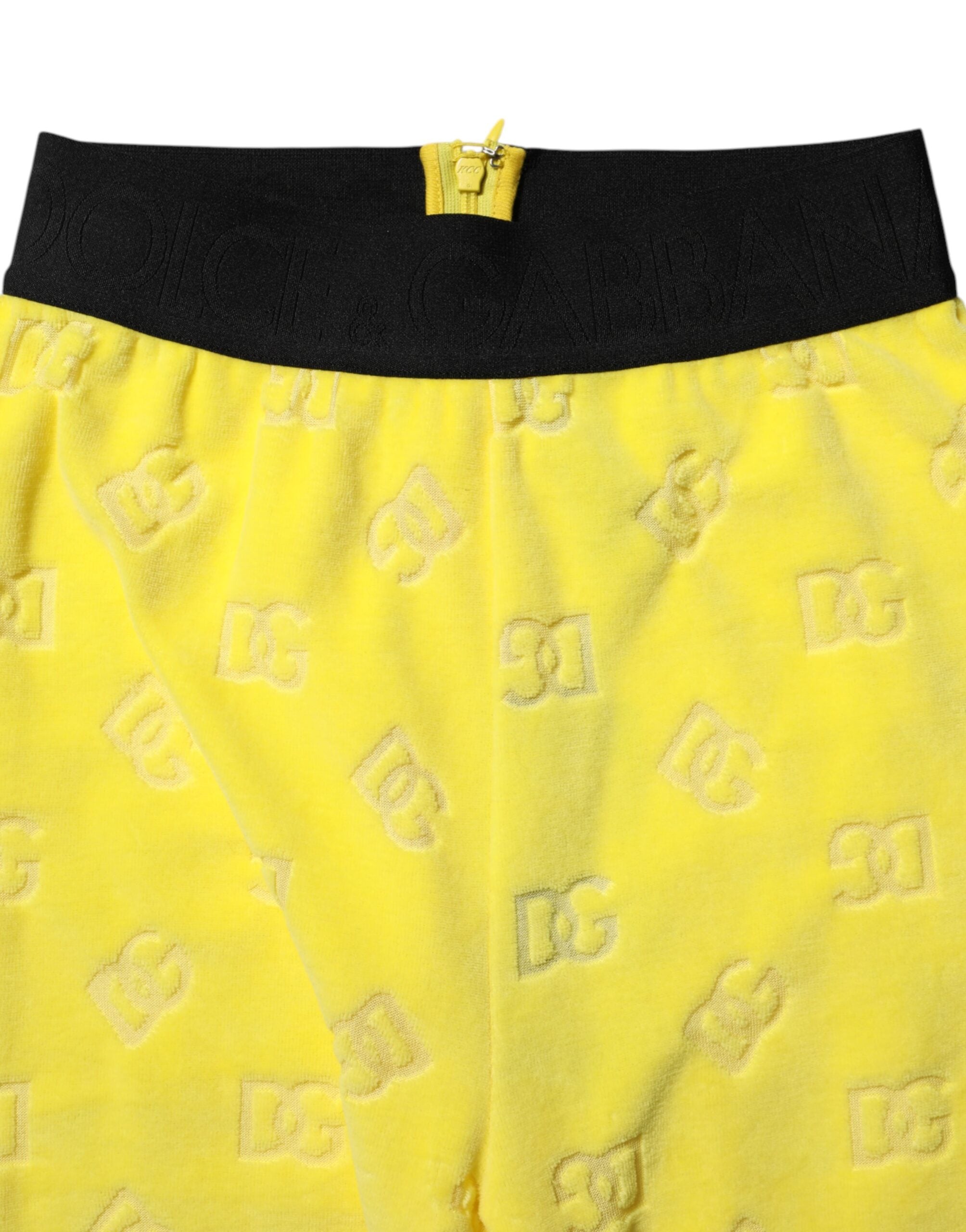 Dolce & Gabbana Yellow Logo Slim Fit Leggings