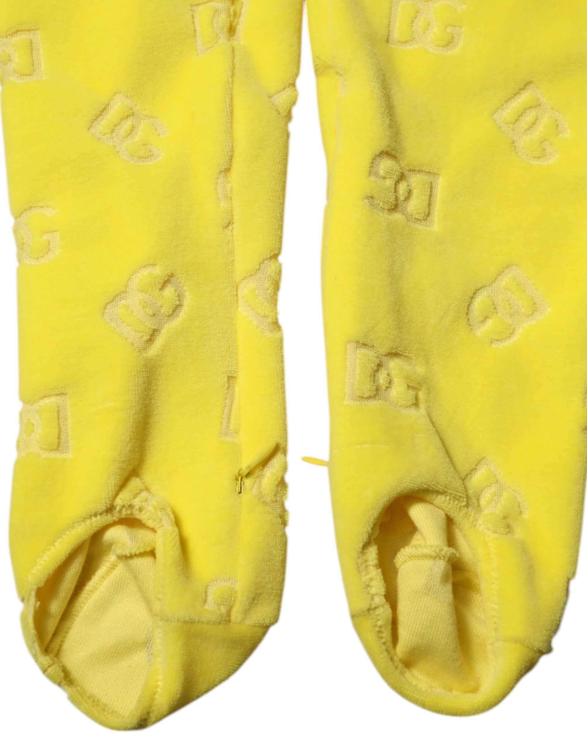 Dolce & Gabbana Yellow Logo Slim Fit Leggings