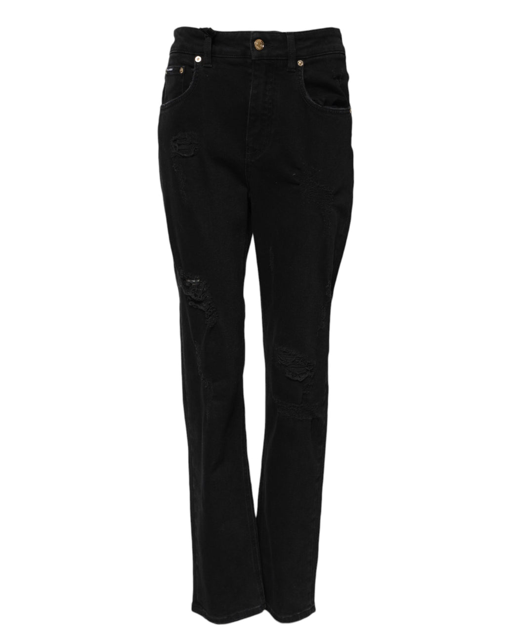 Dolce & Gabbana Black Cotton Flared Boyfriend Denim Jeans