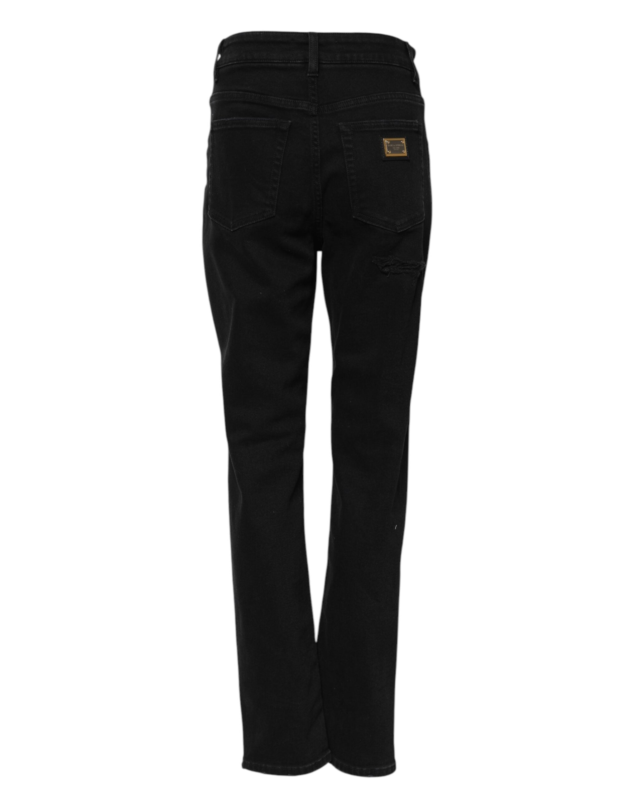 Dolce & Gabbana Black Cotton Flared Boyfriend Denim Jeans