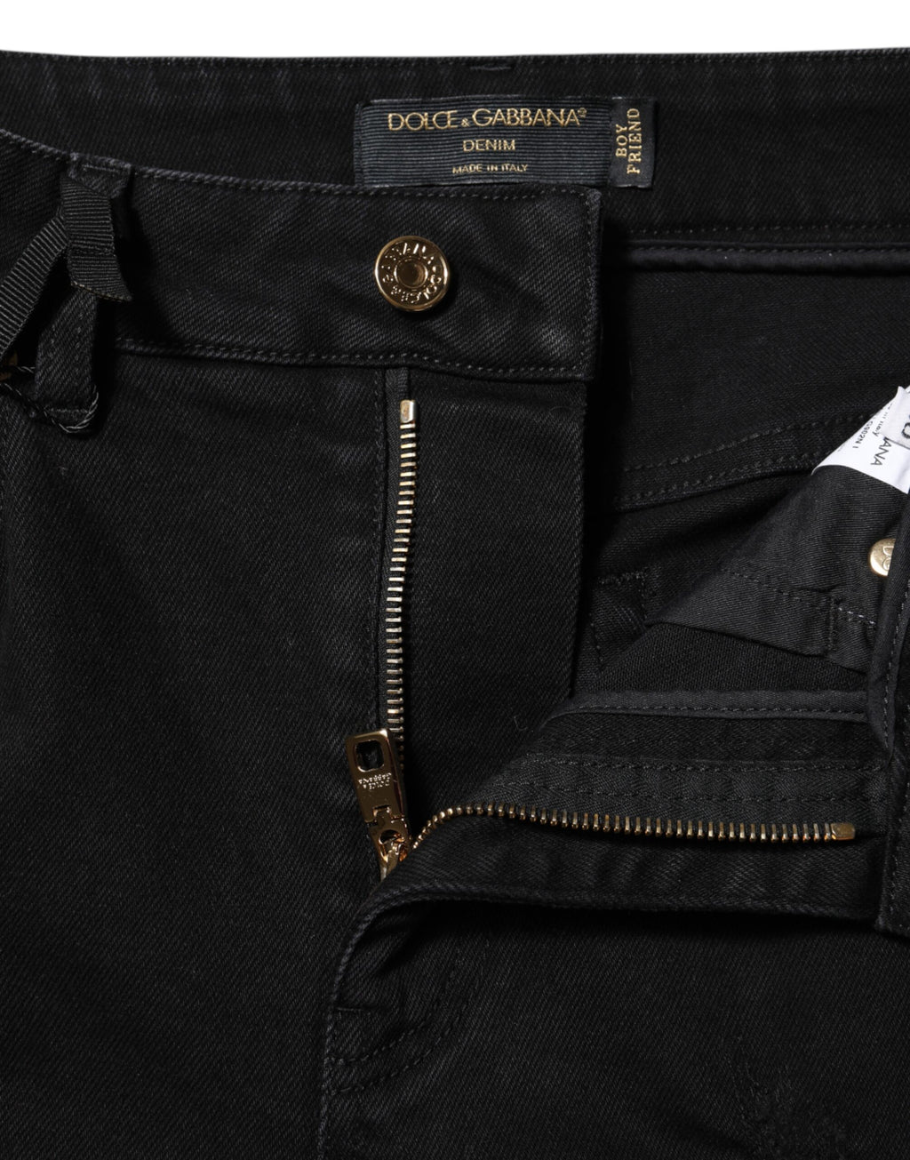 Dolce & Gabbana Black Cotton Flared Boyfriend Denim Jeans