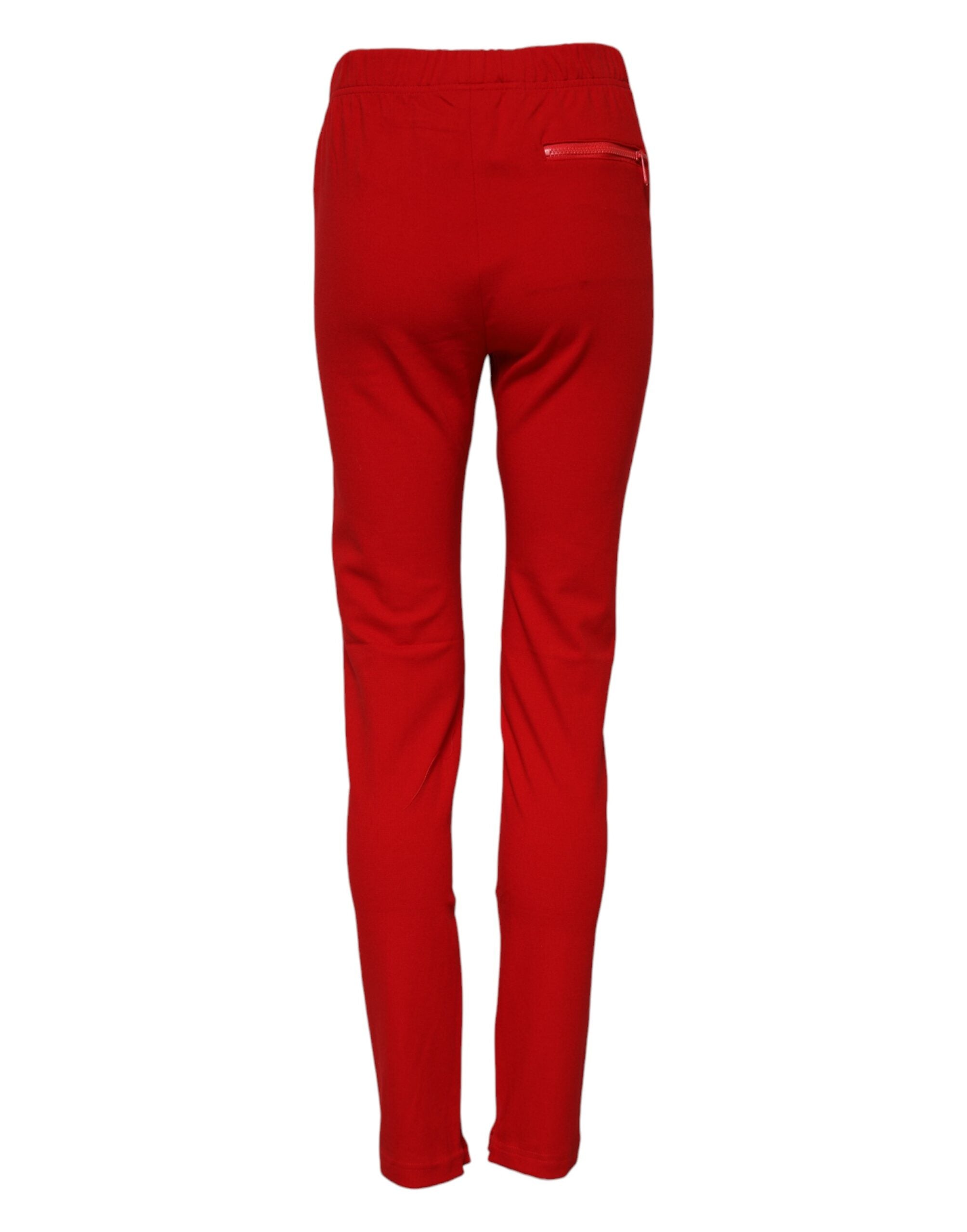 Dolce & Gabbana Red Mid-Rise Slim-Fit Trousers
