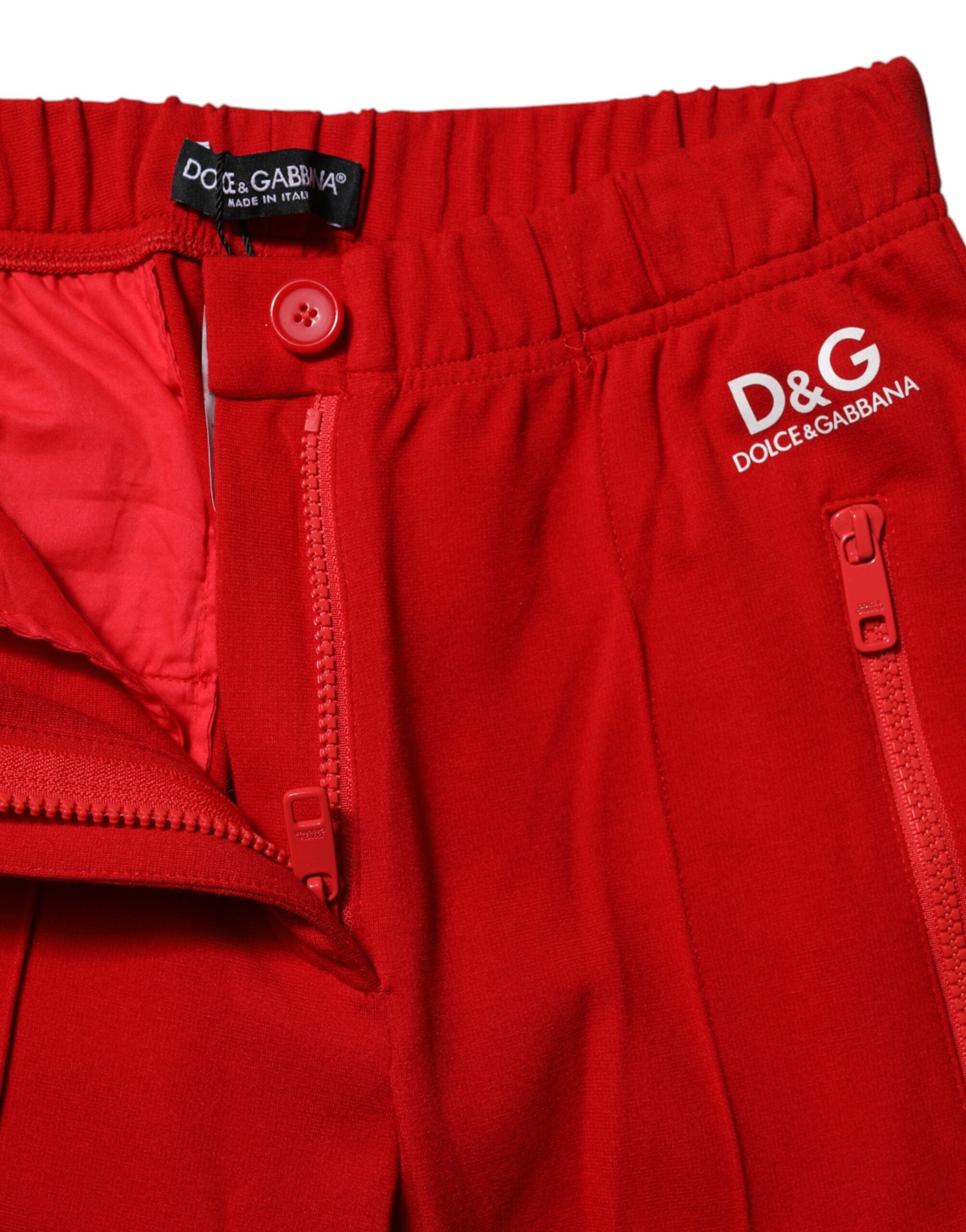 Dolce & Gabbana Red Mid-Rise Slim-Fit Trousers