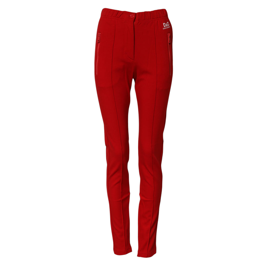 Dolce & Gabbana Red Mid-Rise Slim-Fit Trousers