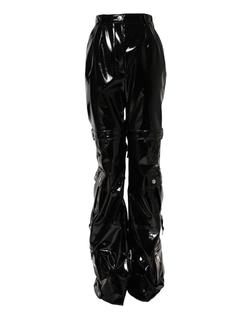 Dolce & Gabbana Schwarze Cargo-Bootcut-Hose mit hoher Taille