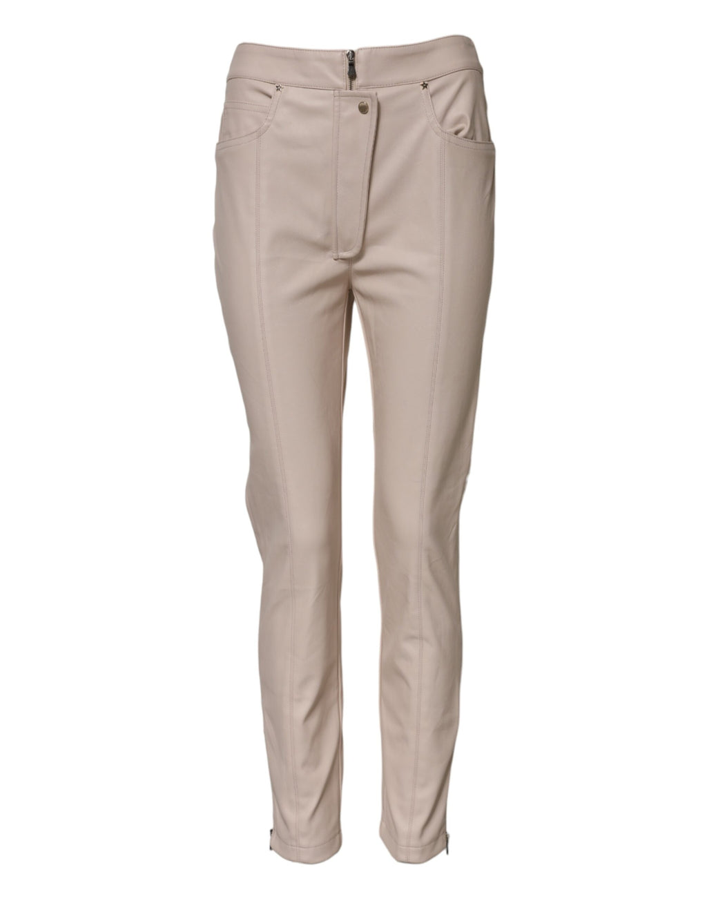 Elisabetta Franchi Beige High-Waisted Tailored Trousers