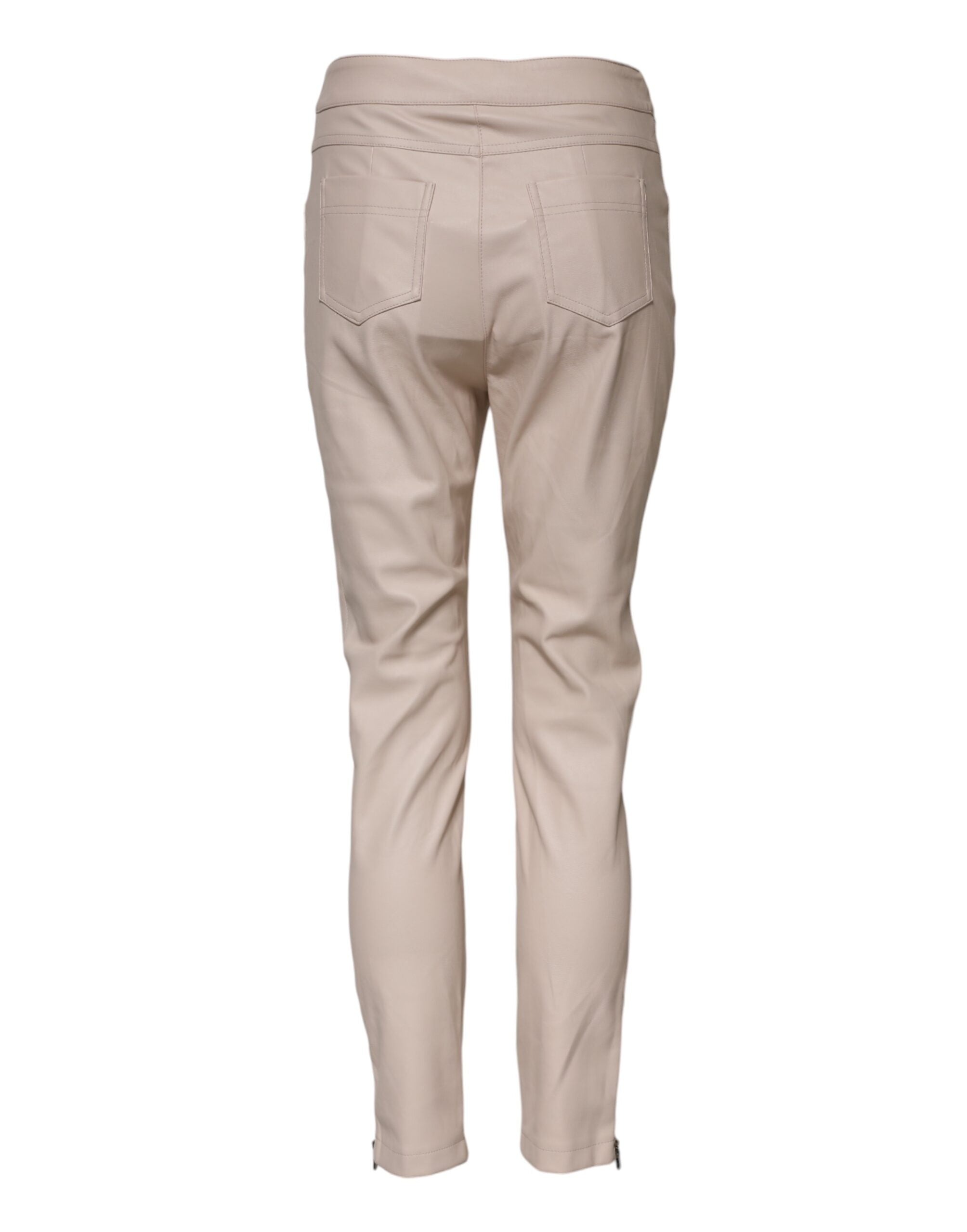 Elisabetta Franchi Beige High-Waisted Tailored Trousers