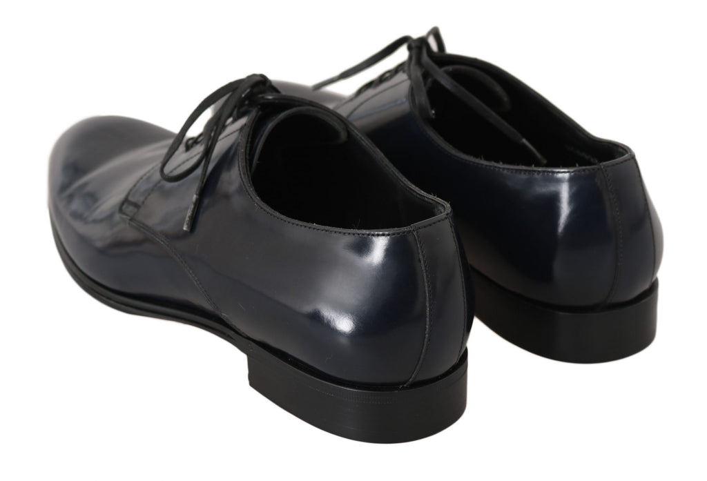 Dolce & Gabbana Blau Leder Kleid Derby Formale Herrenschuhe