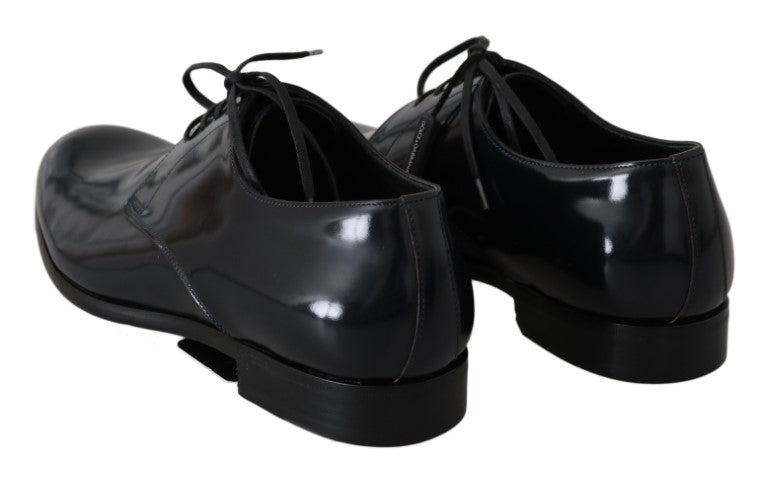 Dolce & Gabbana Polierte Derby-Schuhe aus blauem Leder