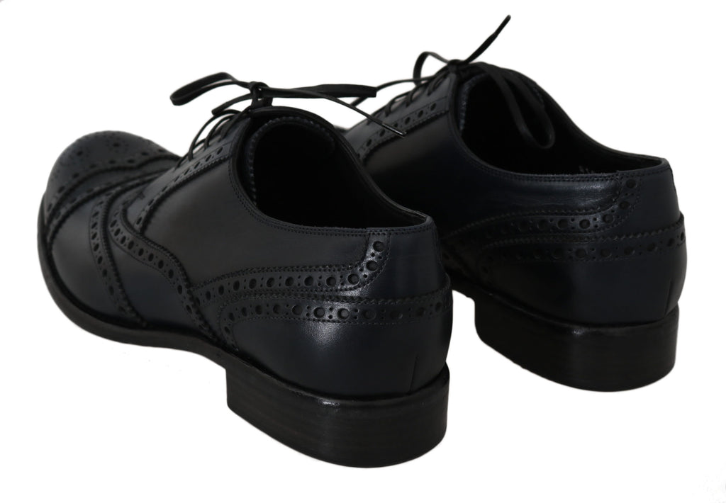 Dolce & Gabbana Dunkelblaue Leder Wingtip Oxford Dress Schuhe