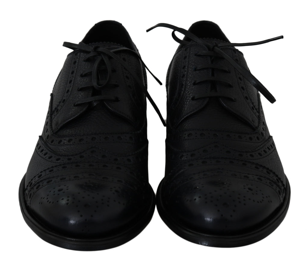 Dolce & Gabbana Blaue Leder Wingtip Oxford Dress Schuhe