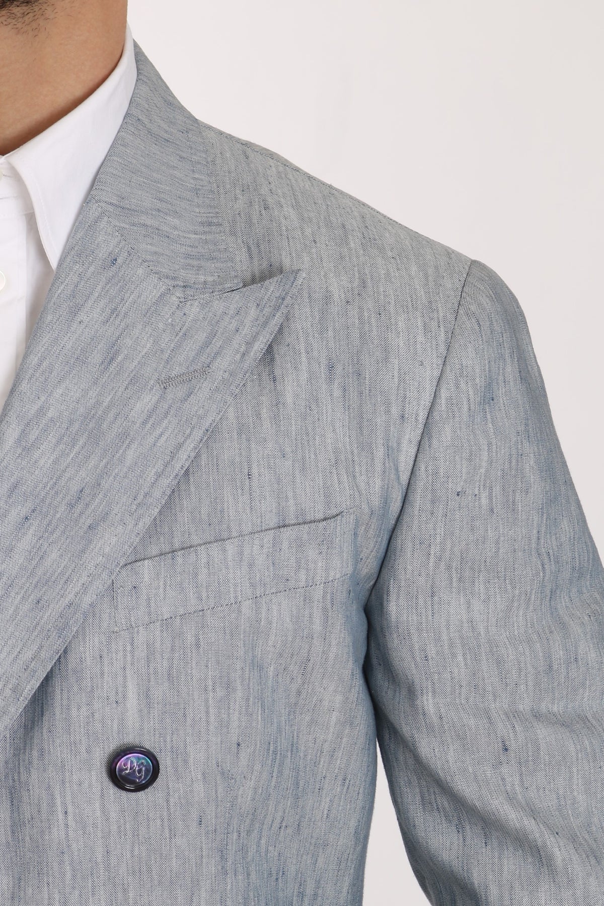 Dolce & Gabbana Blaue Flachsjacke NAPOLI Mantel Blazer