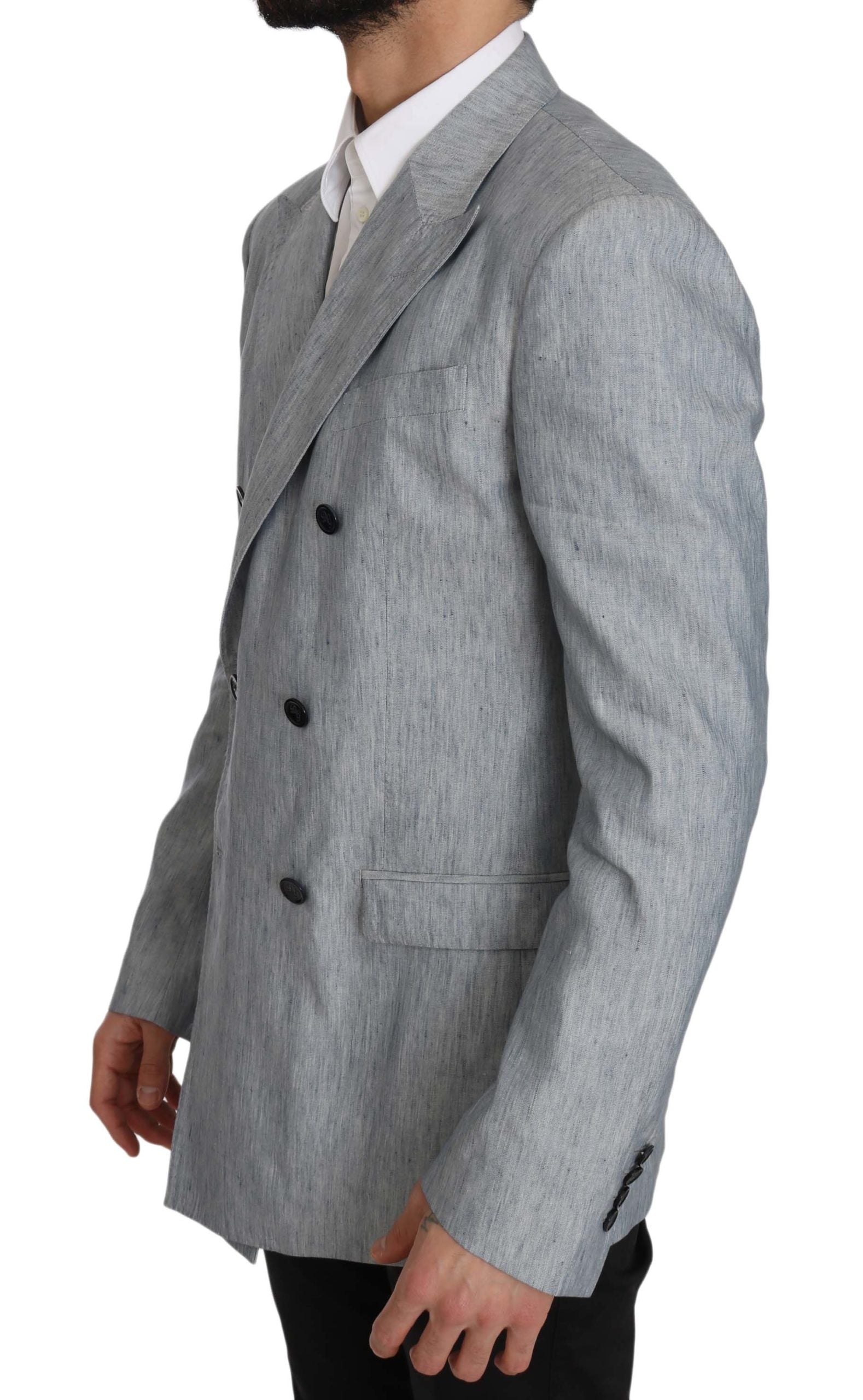 Dolce & Gabbana Blaue Flachsjacke NAPOLI Mantel Blazer