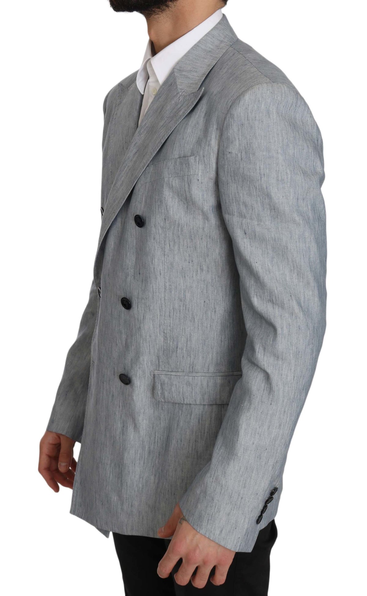Dolce & Gabbana Blaue Flachsjacke NAPOLI Mantel Blazer