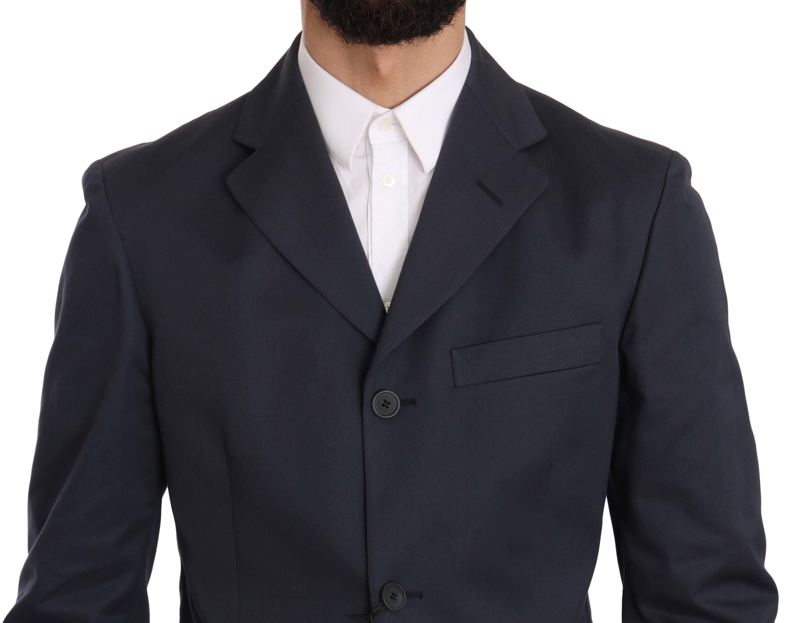 Romeo Gigli Zweiteiliger 3-Knopf-Baumwollanzug Blau Solid